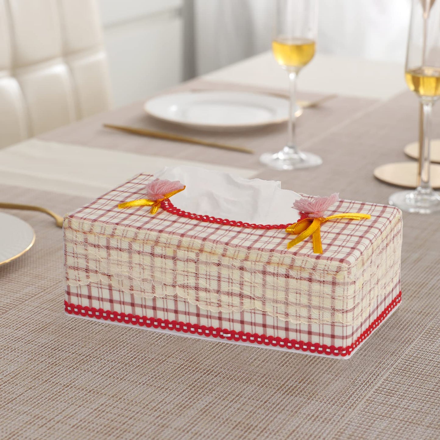 Plastic Tissue Box Holder, Red