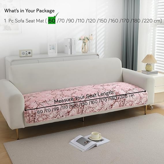 Quilted, Waterproof and Anti-Slip Sofa Cover Mat, Blossom Flower Pink