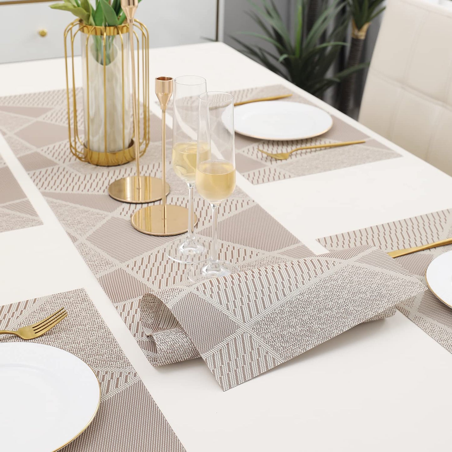 PVC Dining Table Mats, Abstract Beige