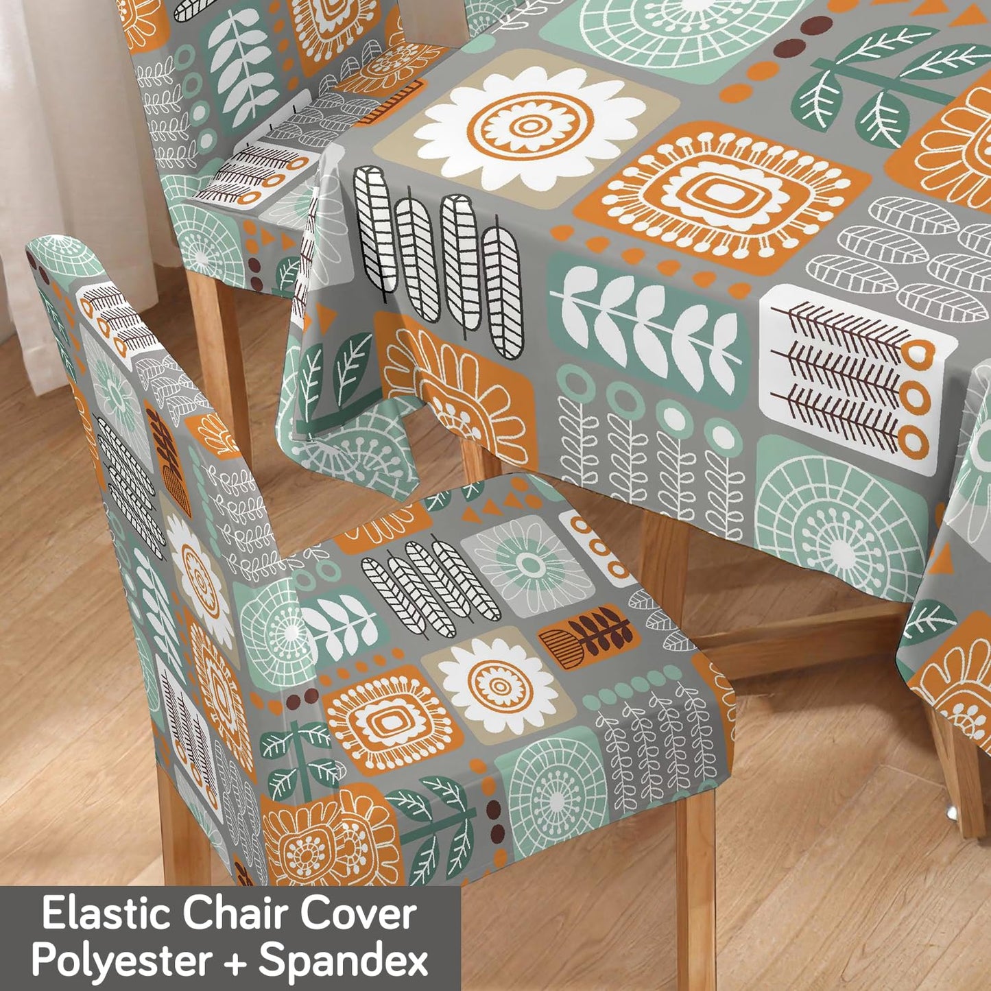 Cool Grey Dining Table Cover with Chair Covers | 4/6 Seater