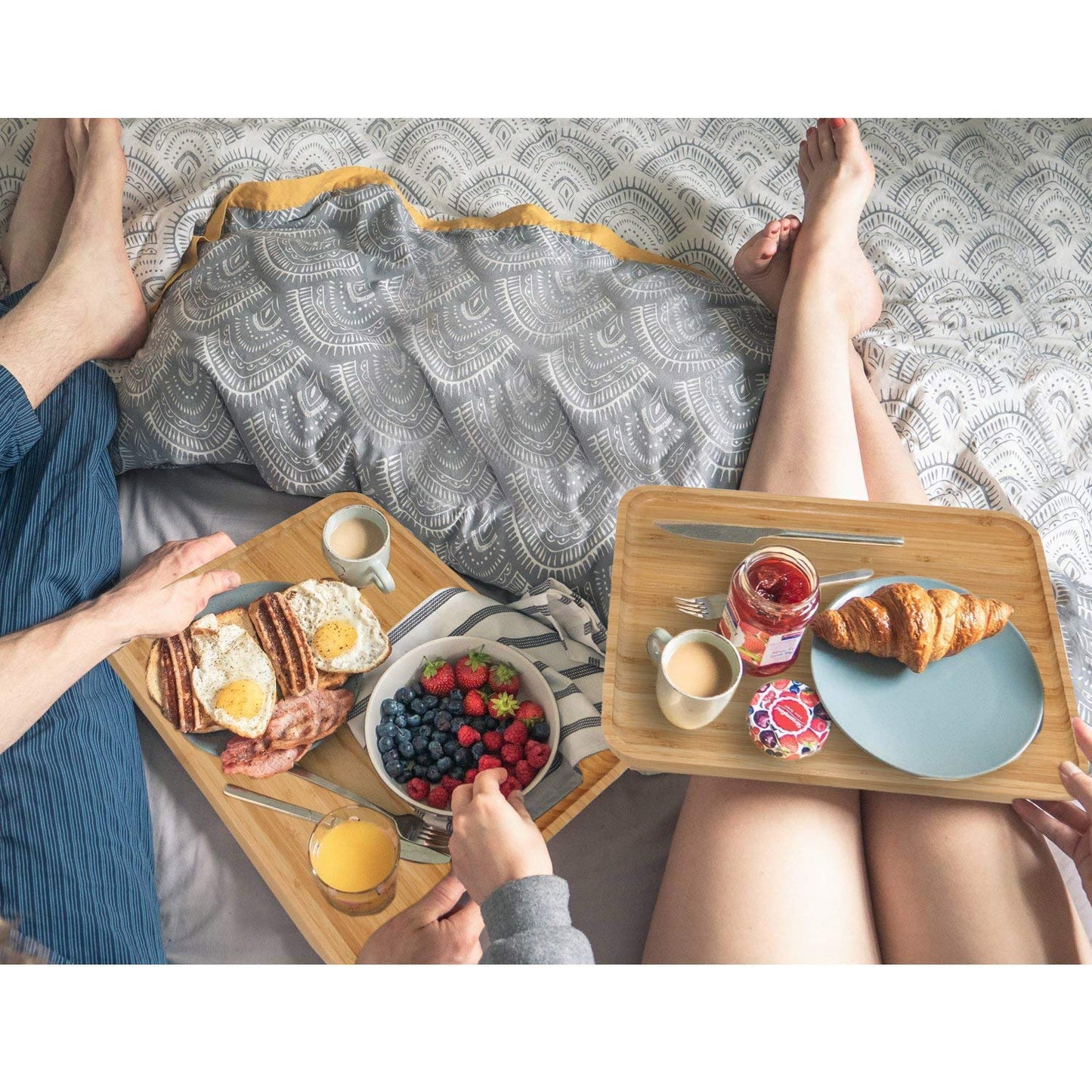 Wooden Bamboo Serving Tray Set of 2