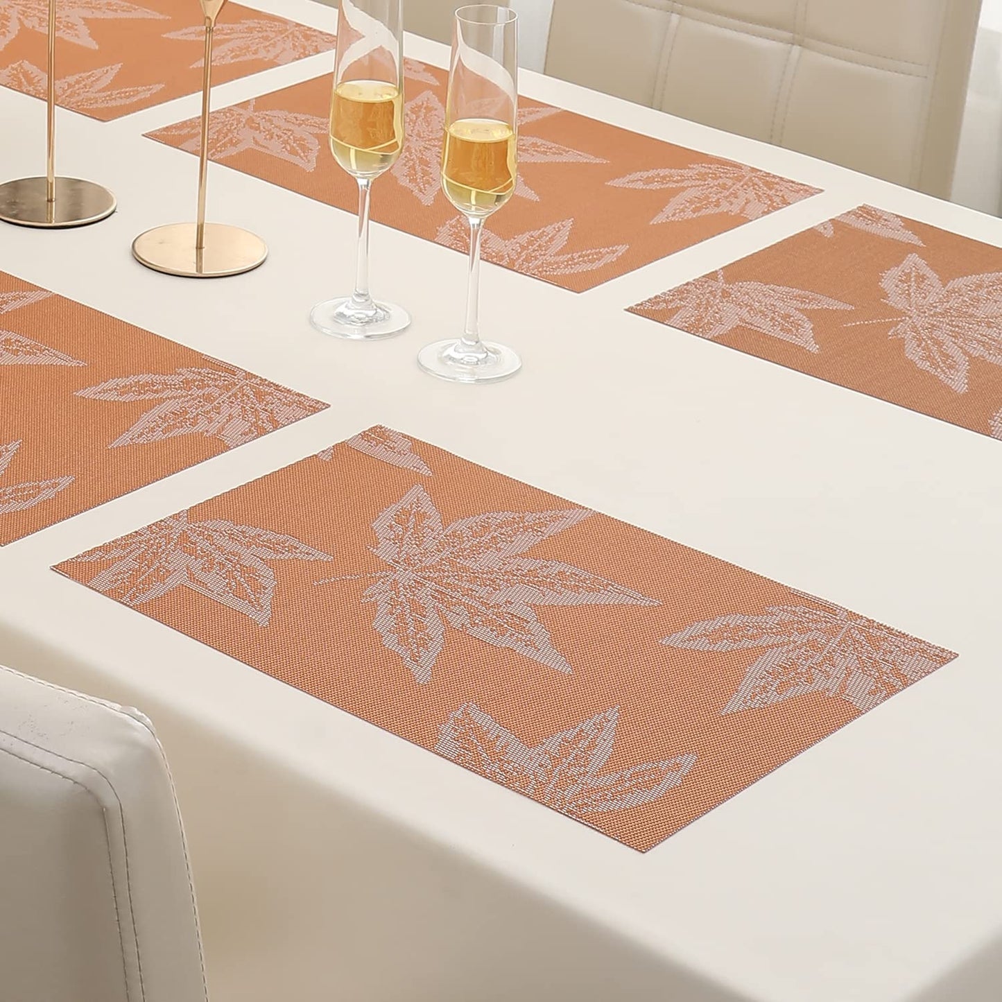 PVC Dining Table Mats, Orange Maple Leaf
