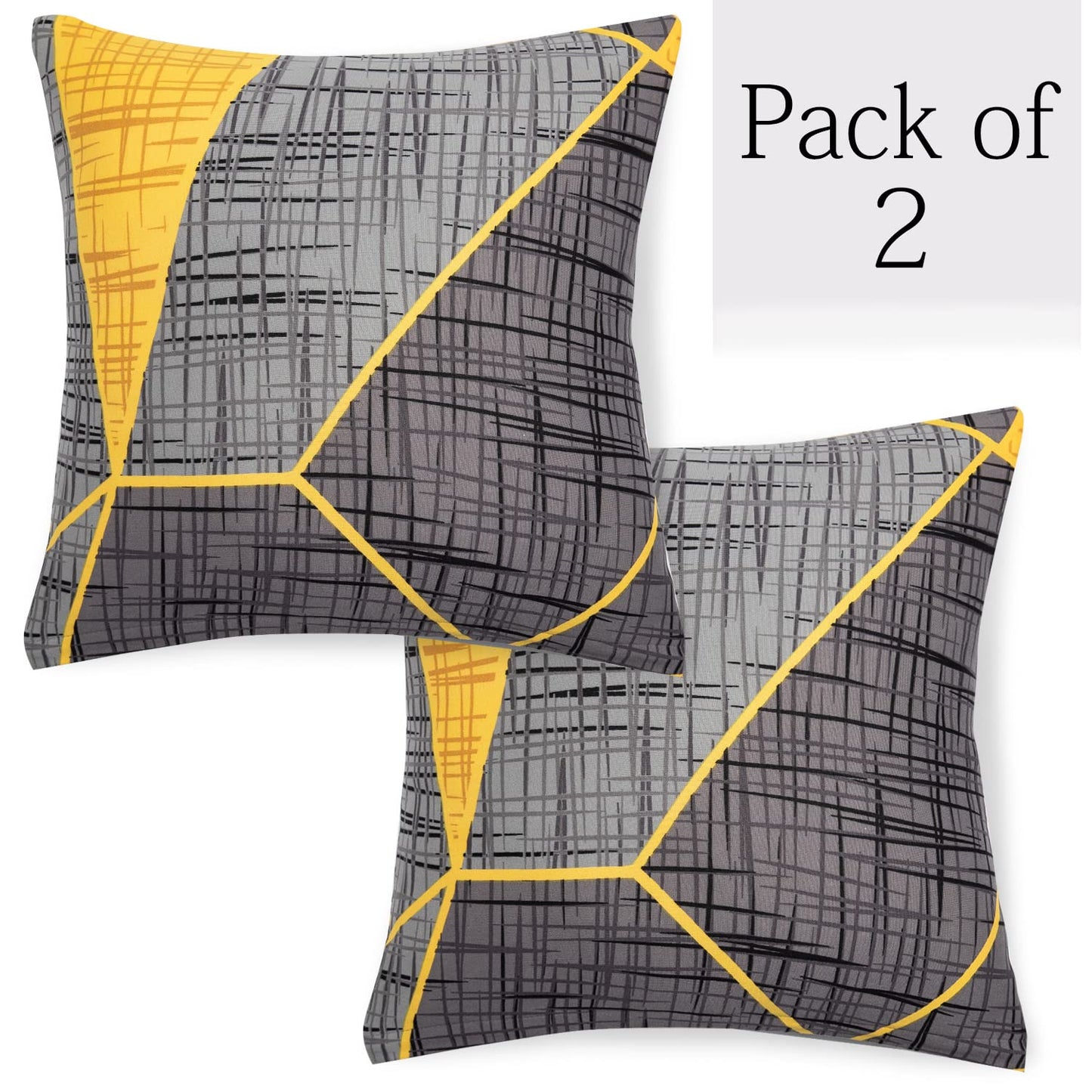Abstract Grey Printed 16 by 16 zippered square sofa pillow covers Set of 2