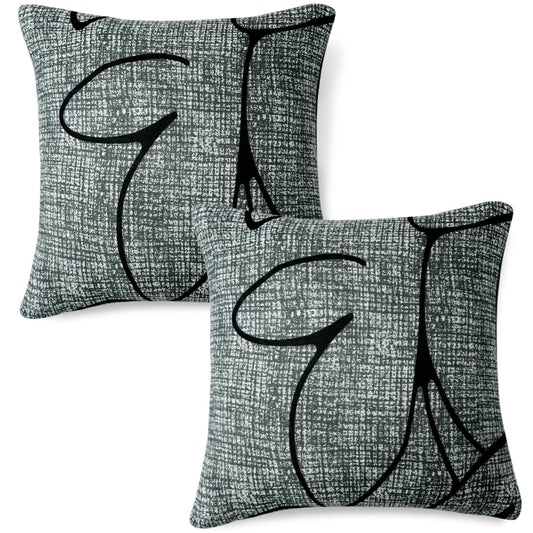 Cute Grey Abstract Floral print square pillow covers online