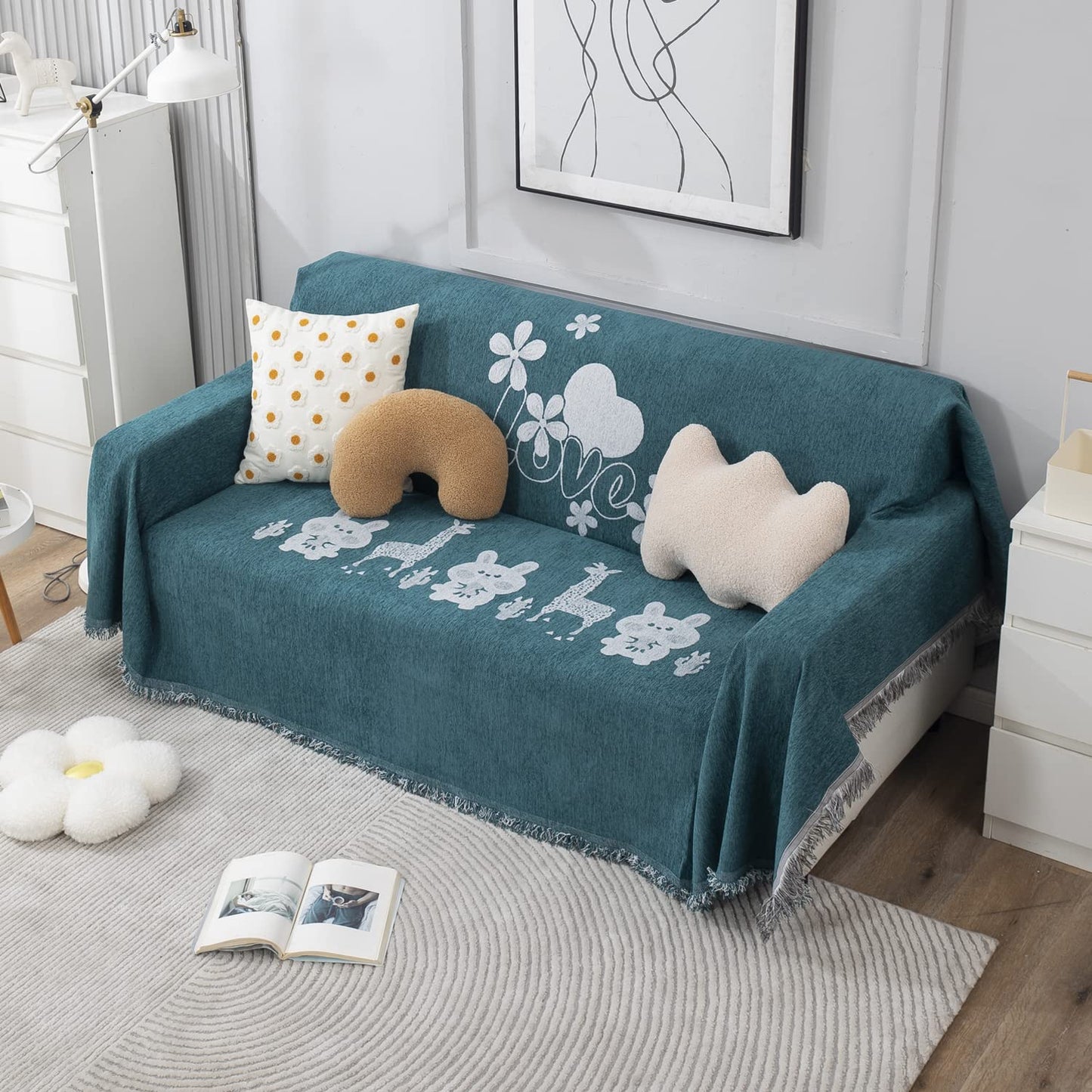 Thick, Soft and Pet Friendly Chenille Sofa Cover Throw,