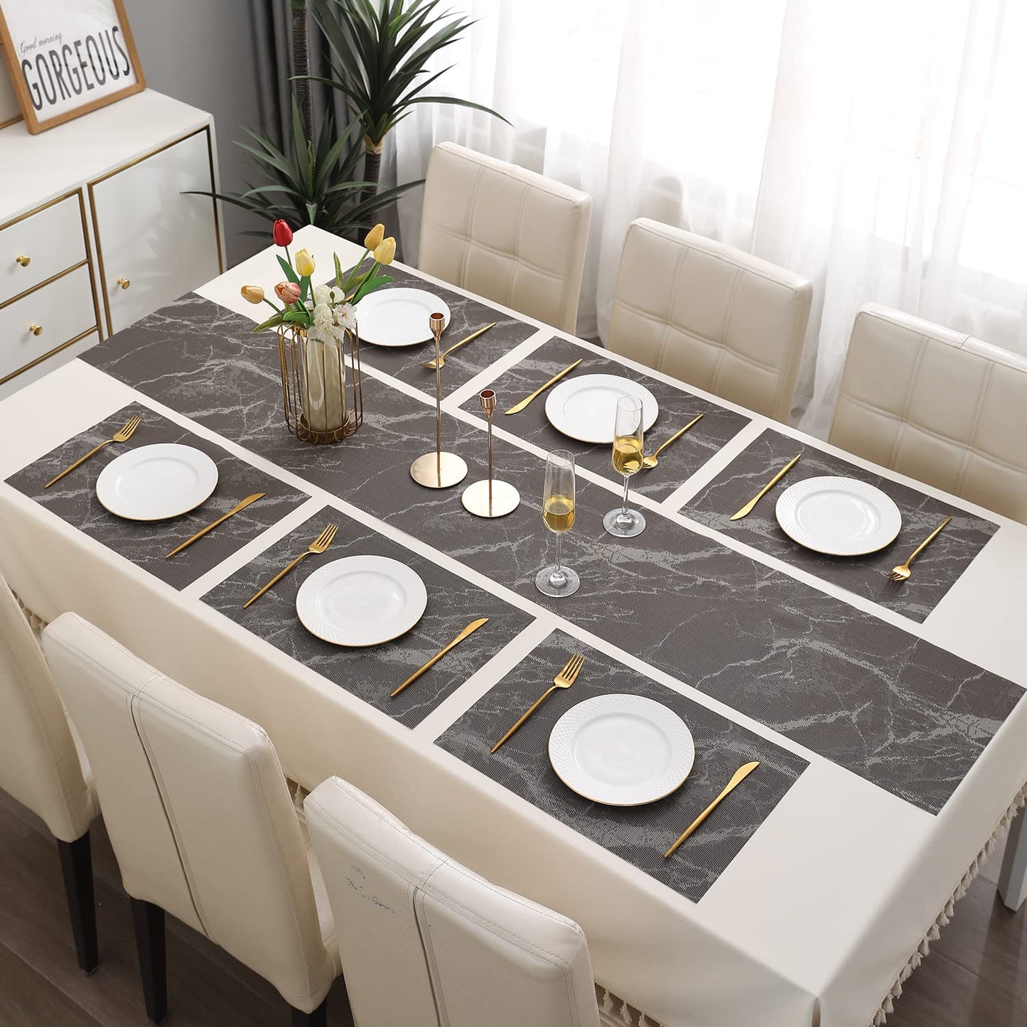 PVC Dining Table Mats, Espresso Brown