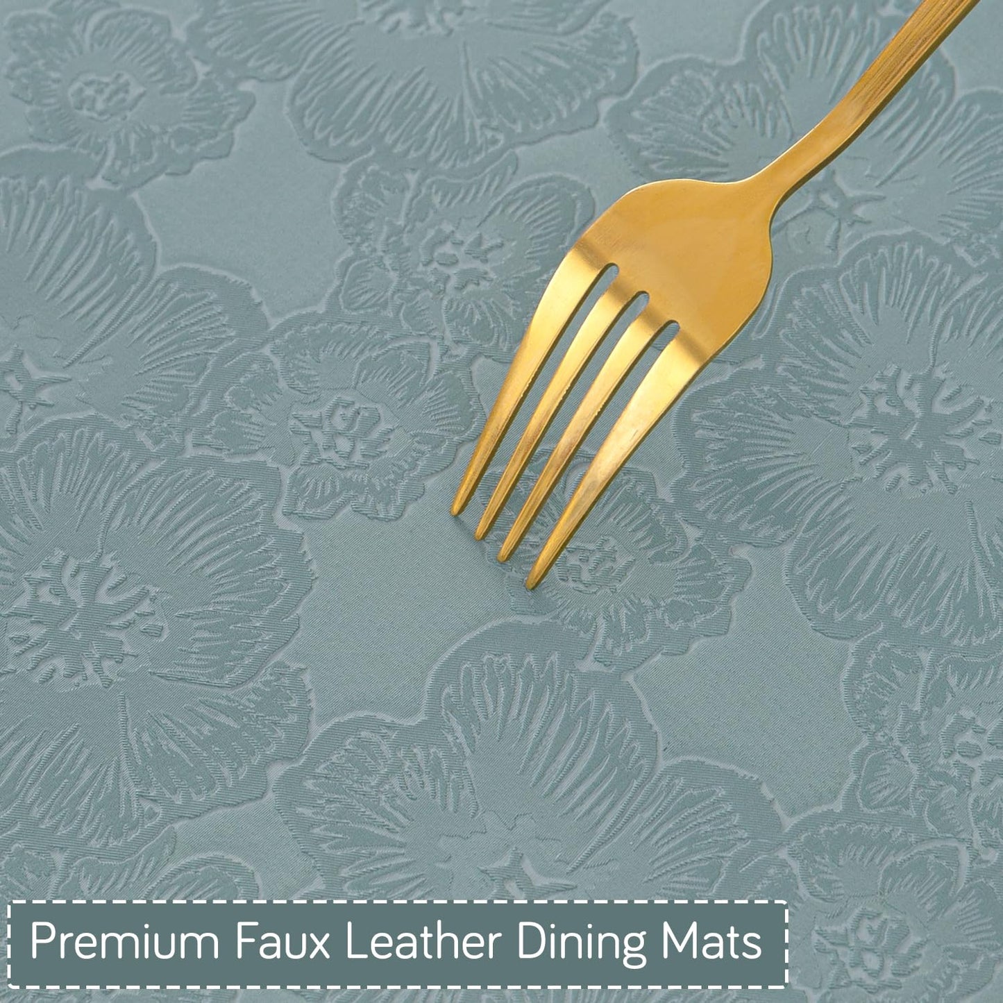 Florista Blush Royal Luxe Faux Leather Mats for Dining Table - Spirit Blue