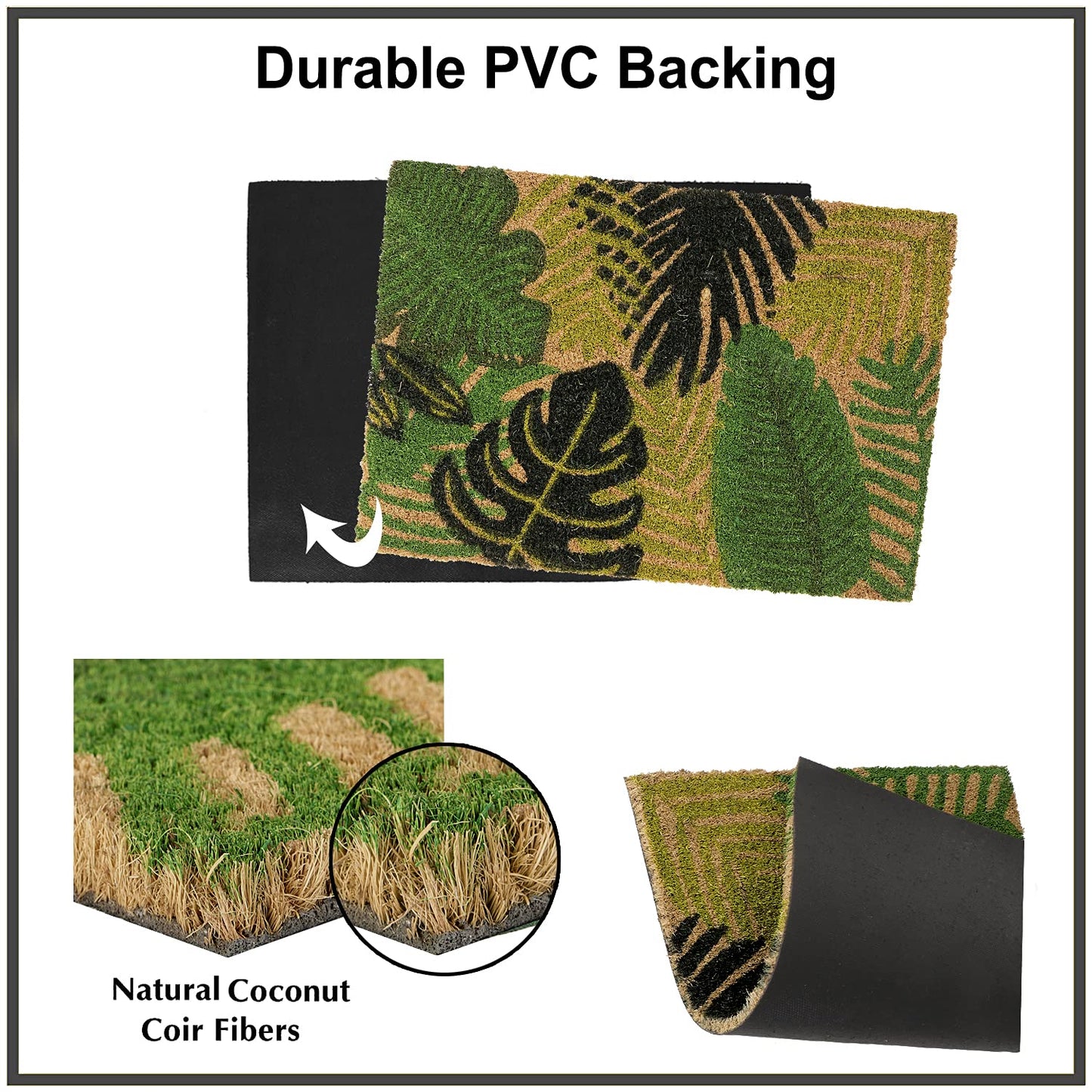 Coir Entrance Door Mat with Anti-Slip PVC Backing
