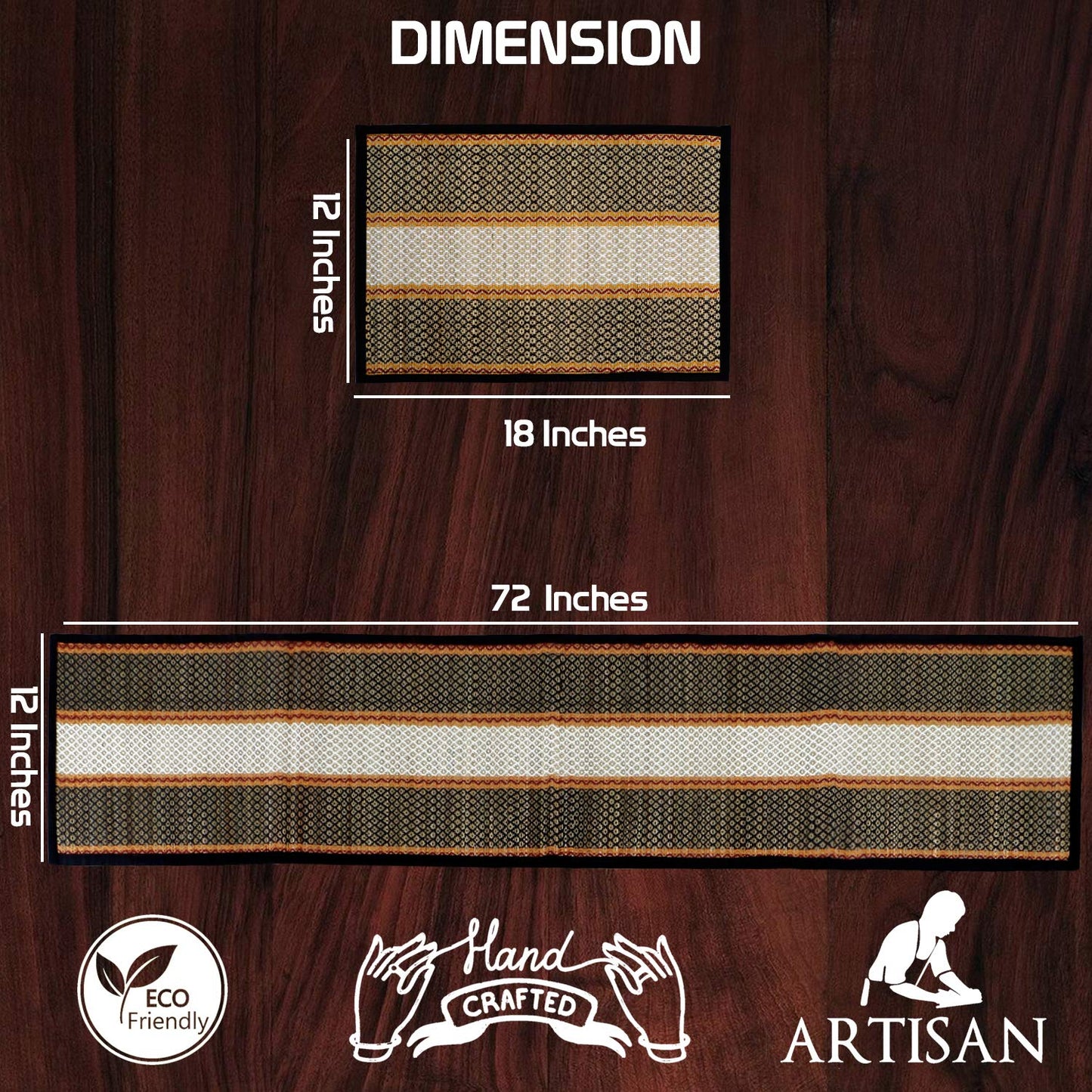 Handmade Madurkathi River Grass Dining Table Mats, Black