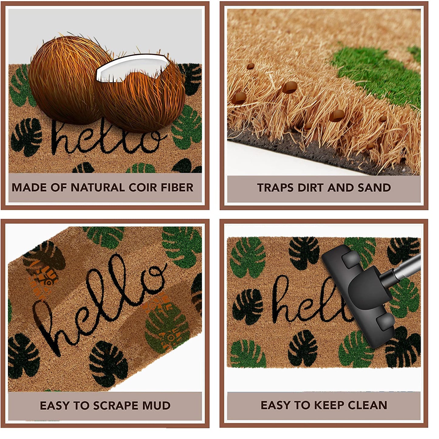 Coir Entrance Door Mat with Anti-Slip PVC Backing