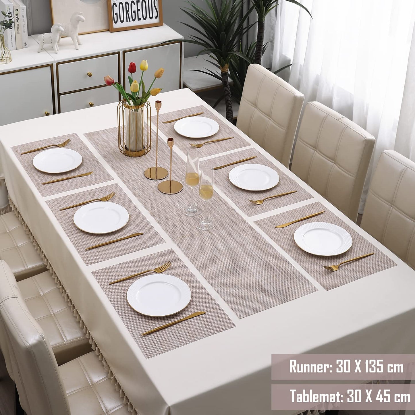 PVC Dining Table Mats, Beige