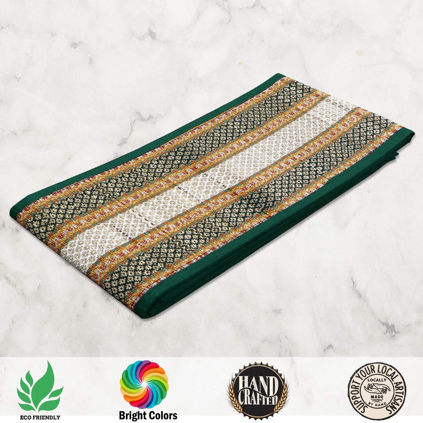 Natural Handmade Madurkathi Large Chatai Mats for Home, Green
