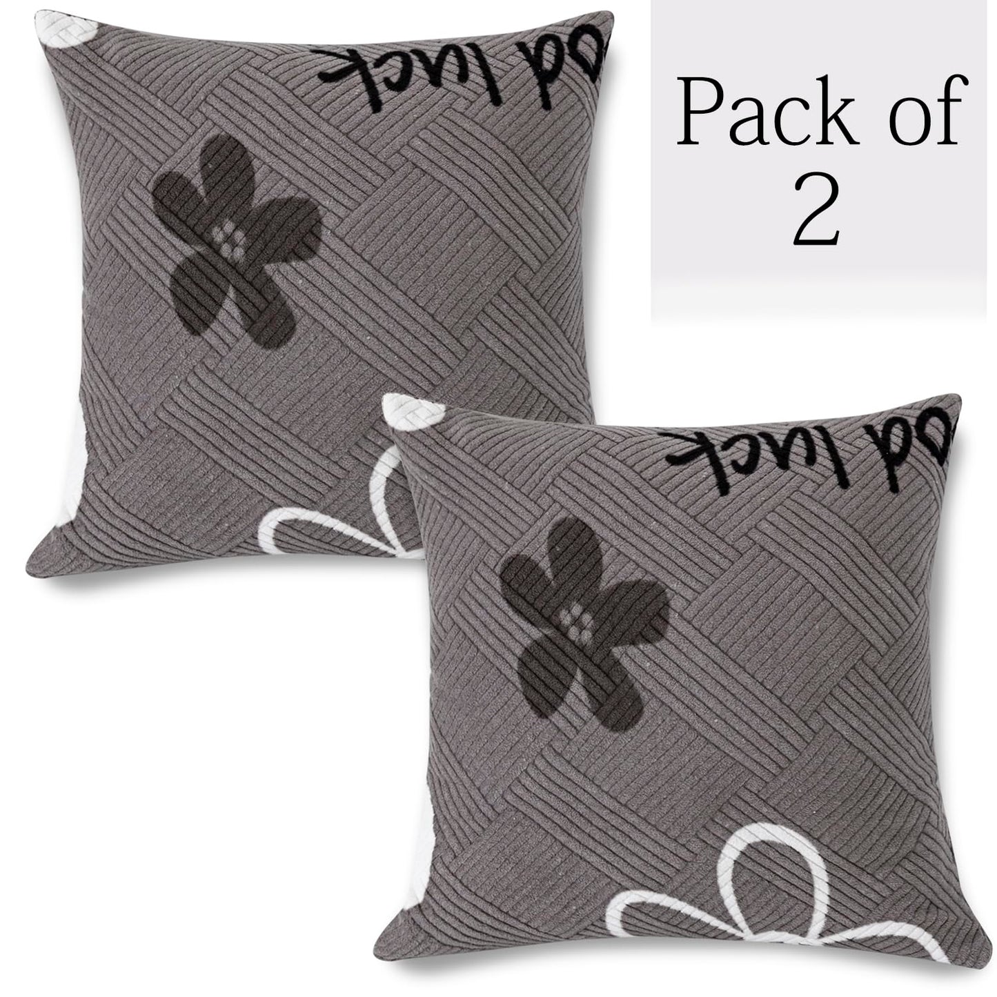 Stretchable Thick Fleece Pack of 2 Cushion Cover 18x18 inch,Moon Grey