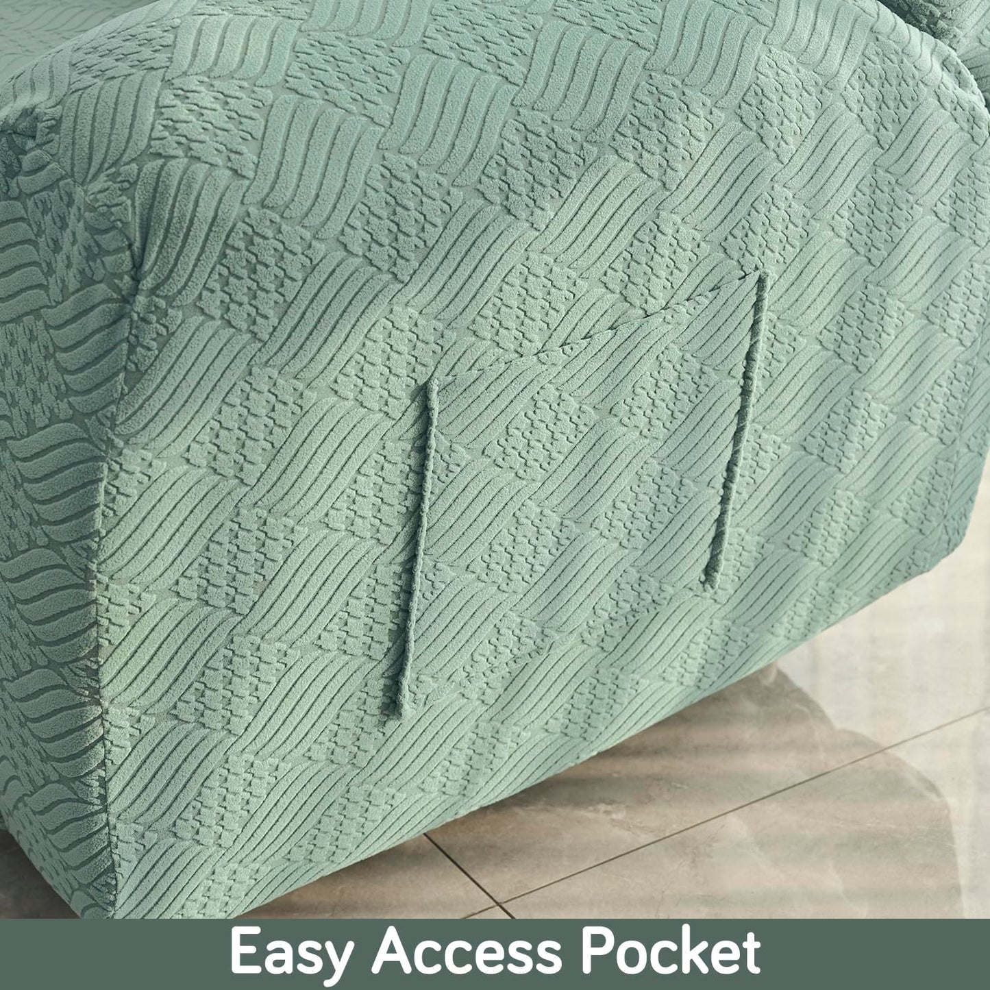 Premium 170 GSM Jacquard Fully Covered Recliner Sofa Cover for 1/2/3 Seaters, Green