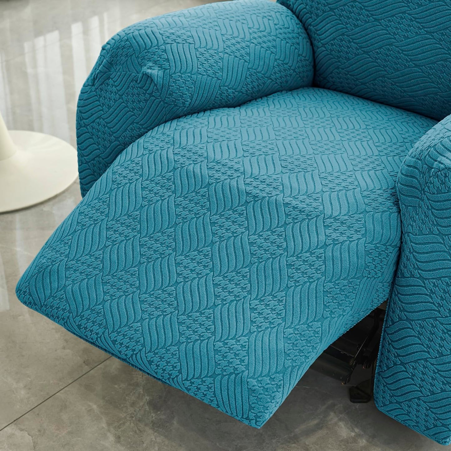 Premium 170 GSM Jacquard Fully Covered Recliner Sofa Cover for 1/2/3 Seaters, Turquoise