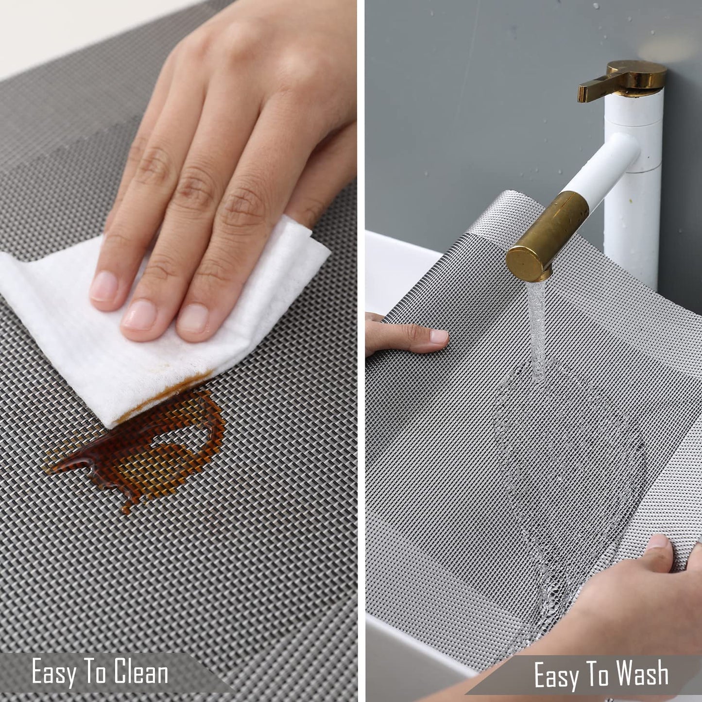 PVC Dining Table Mats, Grey