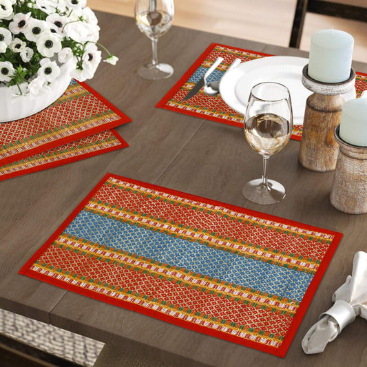 Handmade Madurkathi River Grass Dining Table Mats, Red