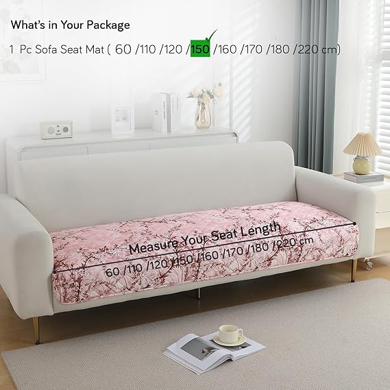 Quilted, Waterproof and Anti-Slip Sofa Cover Mat, Blossom Flower Pink