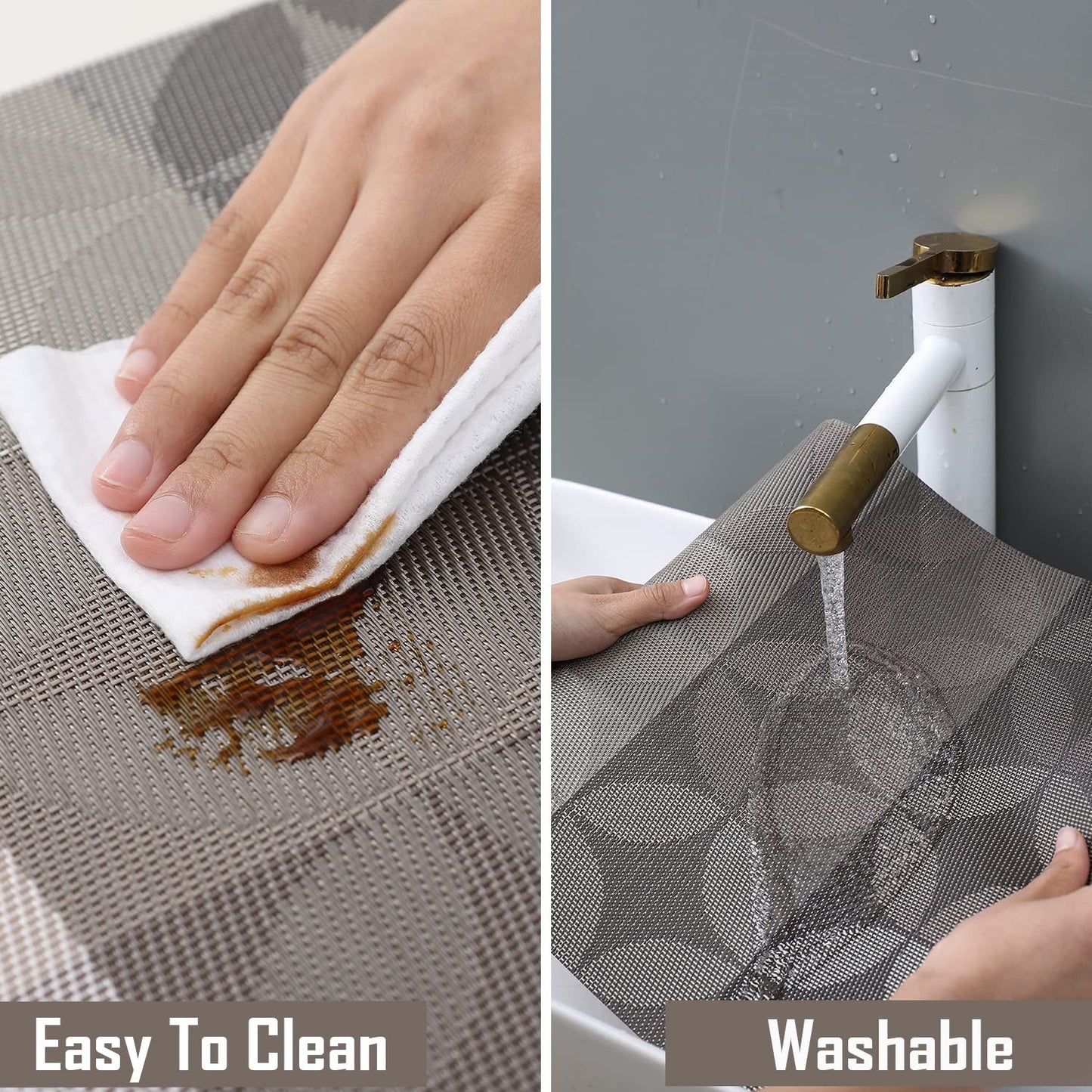 PVC Dining Table Mats, Geometric Grey