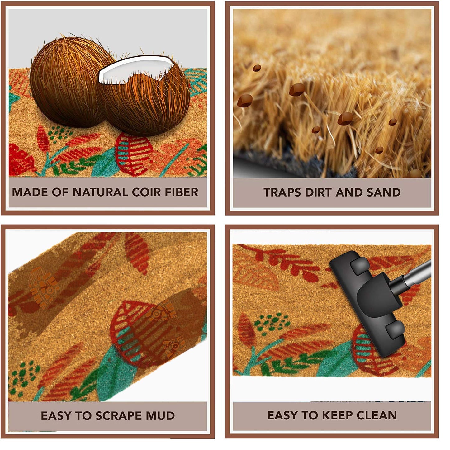 Coir Entrance Door Mat with Anti-Slip PVC Backing