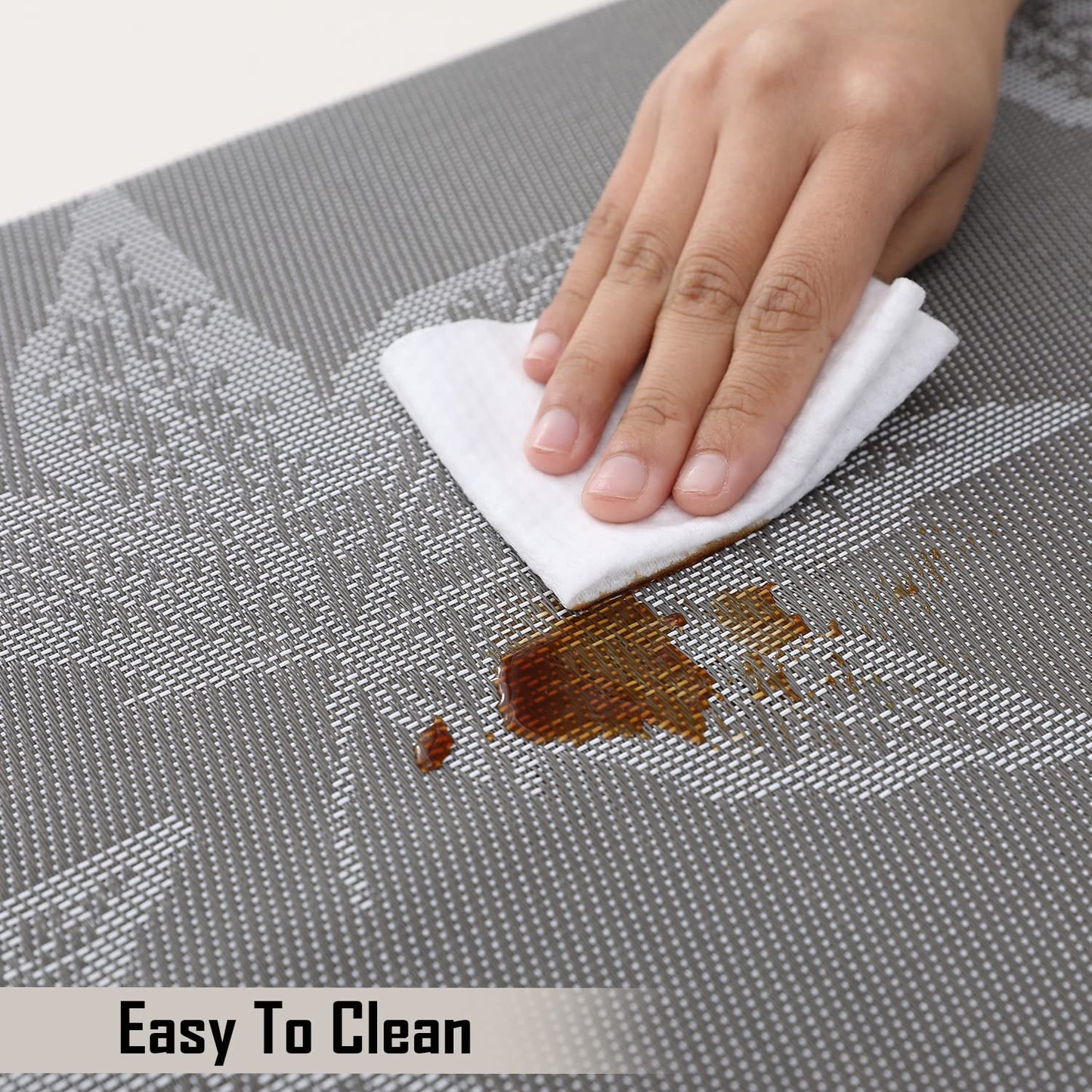 PVC Dining Table Mats, Grey Maple Leaf