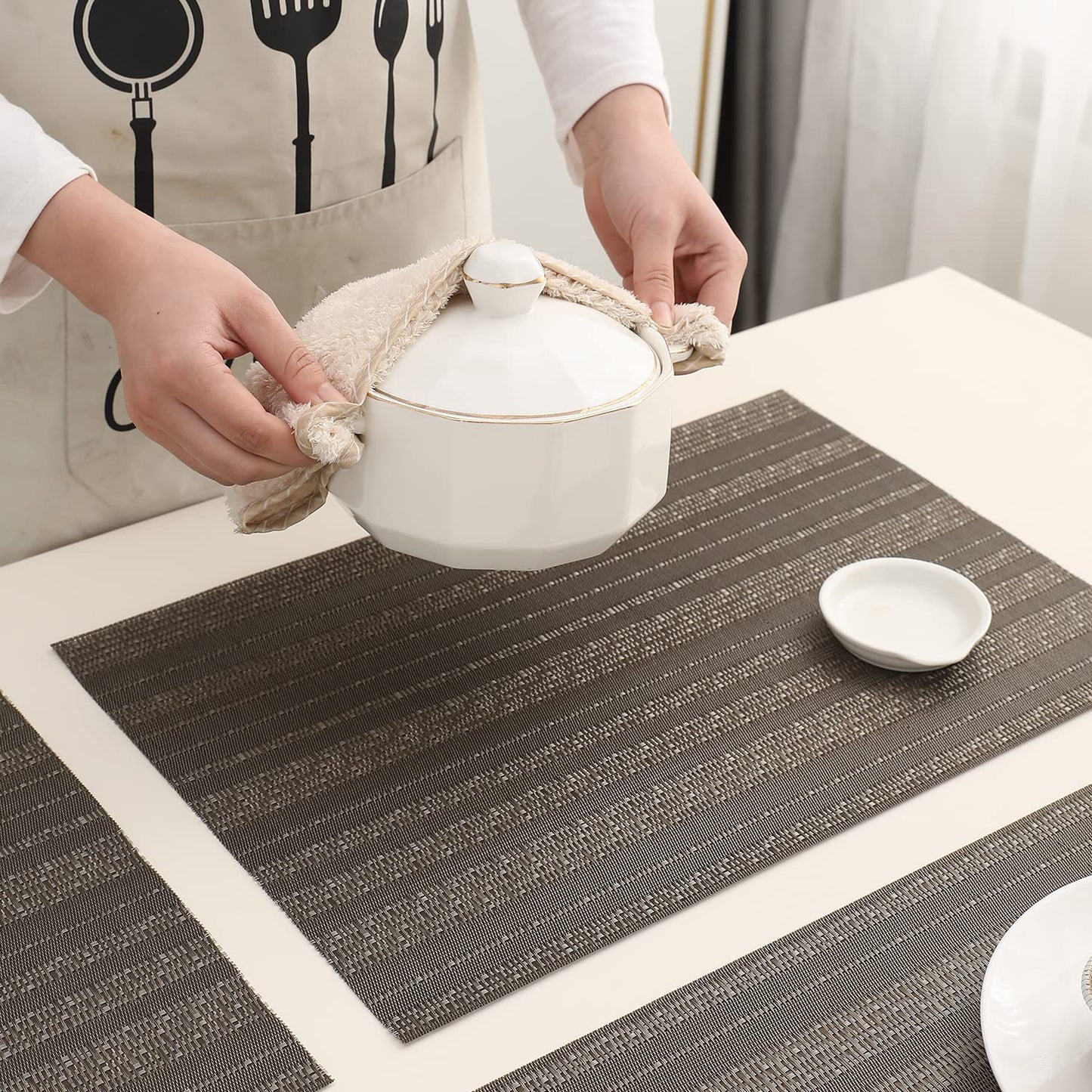 PVC Dining Table Mats, Shadow Grey