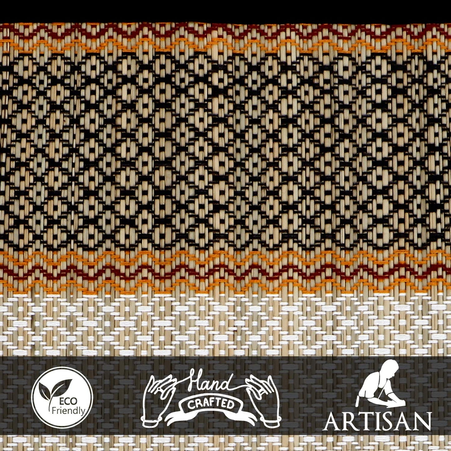 Handmade Madurkathi River Grass Dining Table Mats, Black