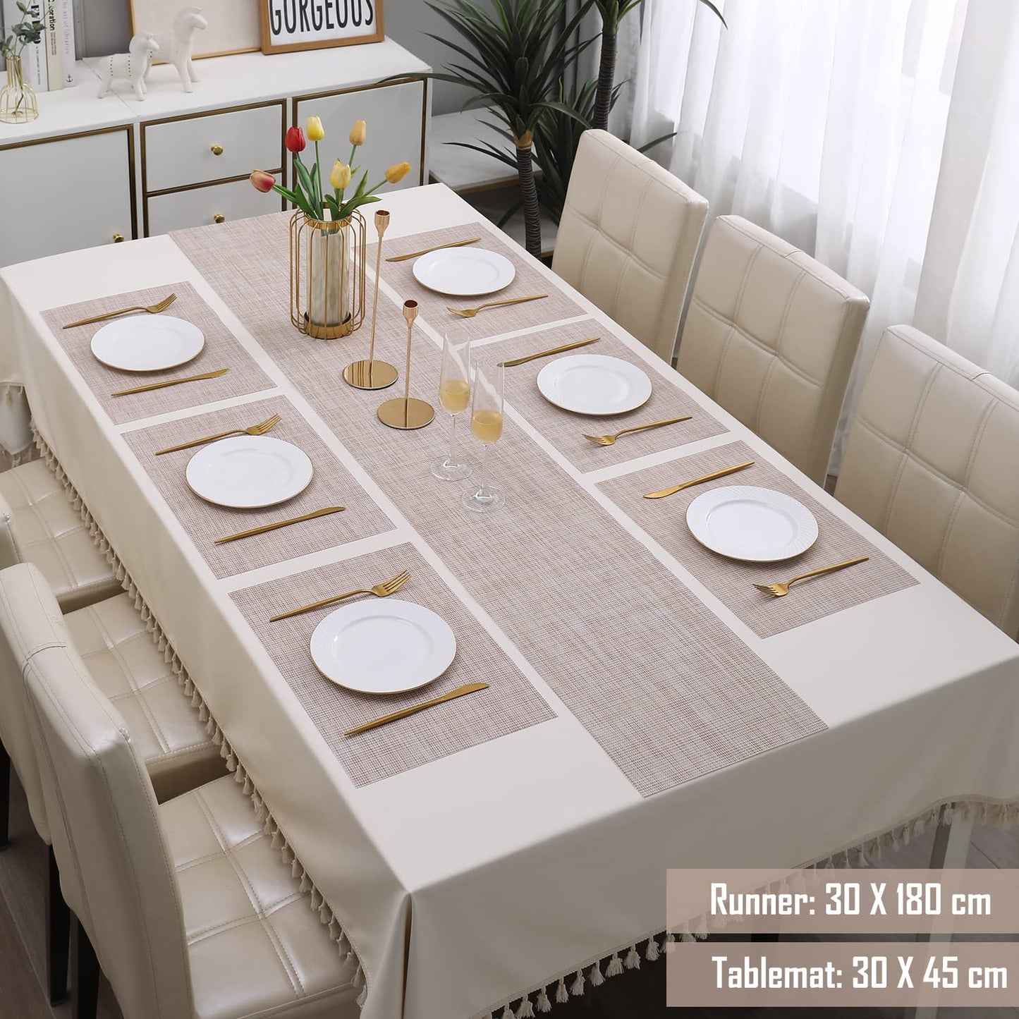 PVC Dining Table Mats, Beige