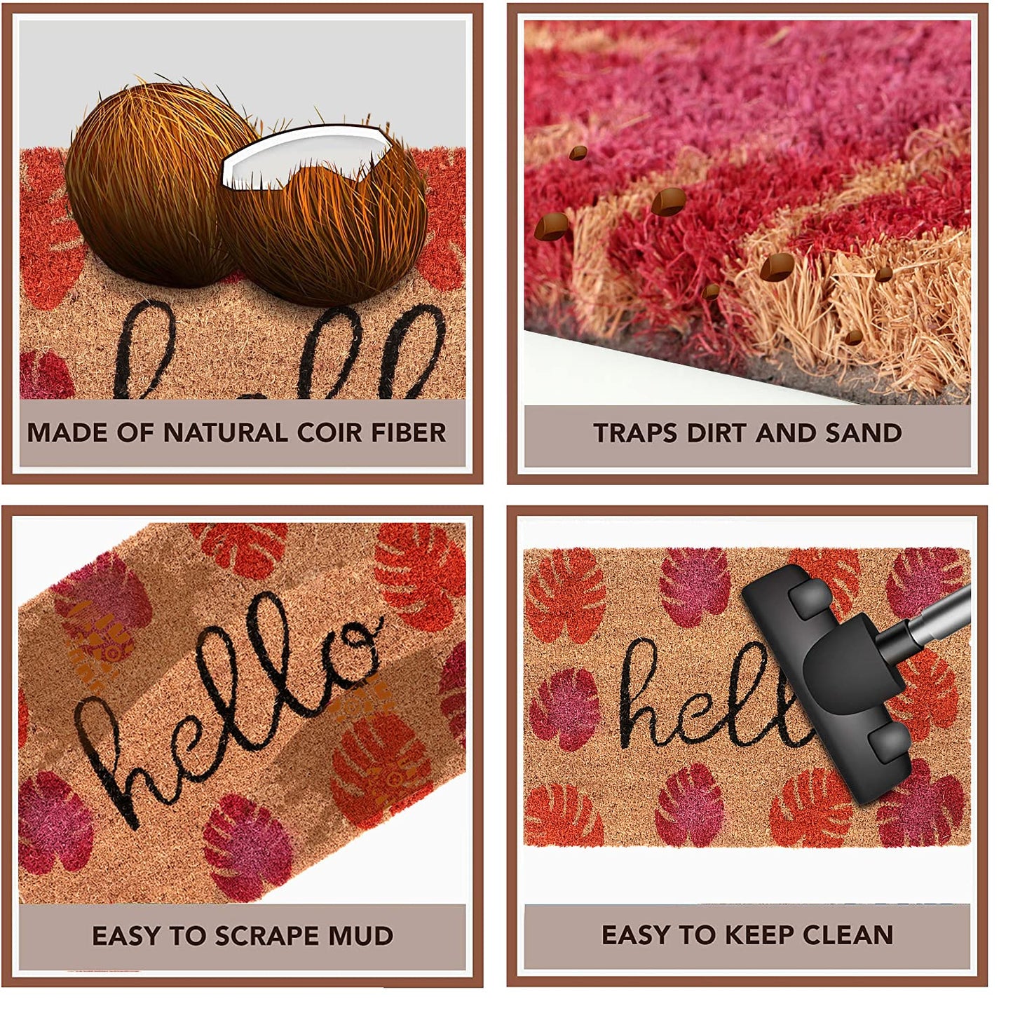 Coir Entrance Door Mat with Anti-Slip PVC Backing