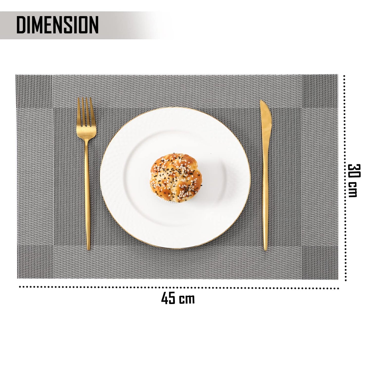 PVC Dining Table Mats, Grey