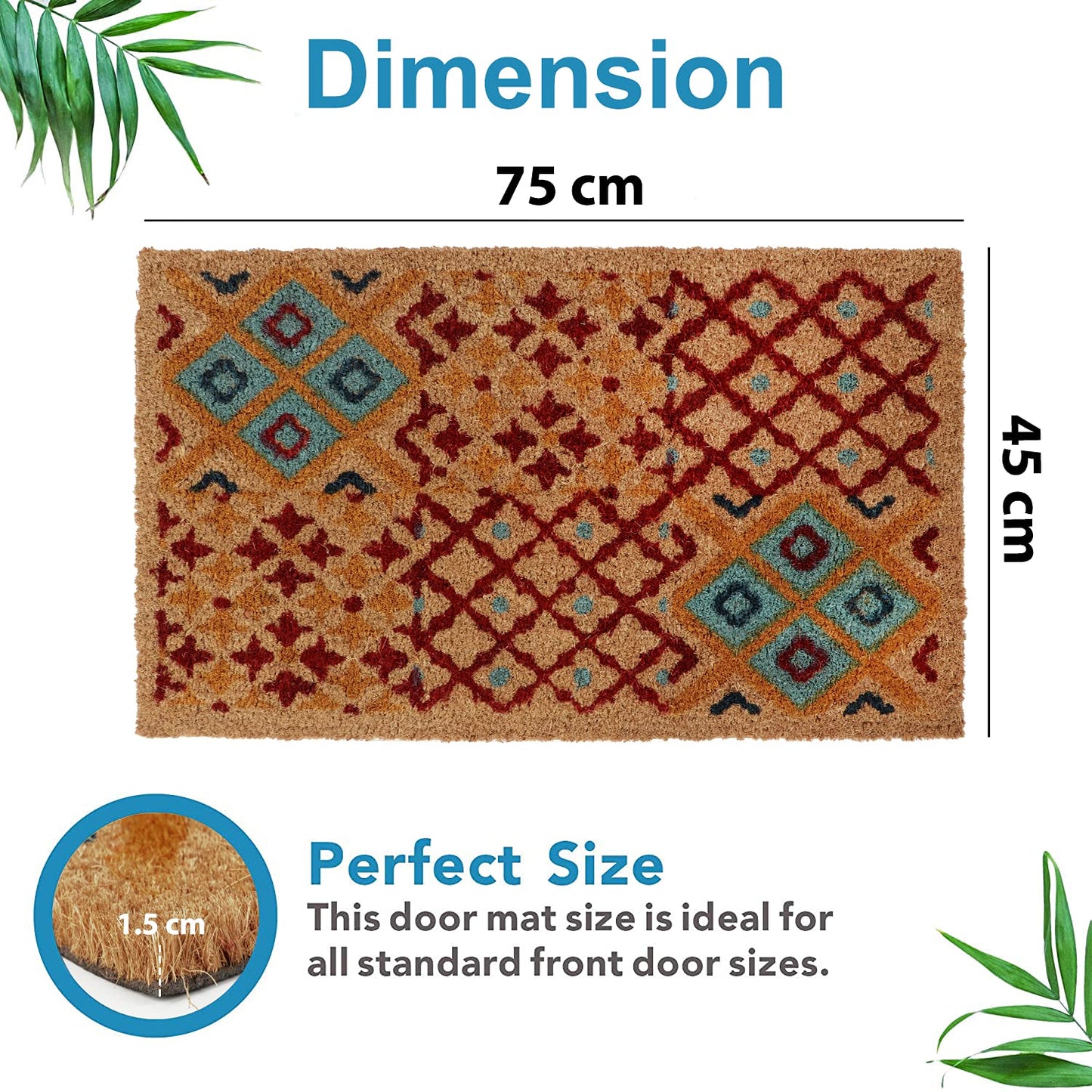 Coir Entrance Door Mat with Anti-Slip PVC Backing
