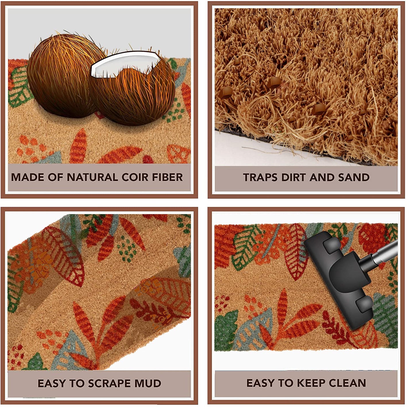 Coir Entrance Door Mat with Anti-Slip PVC Backing