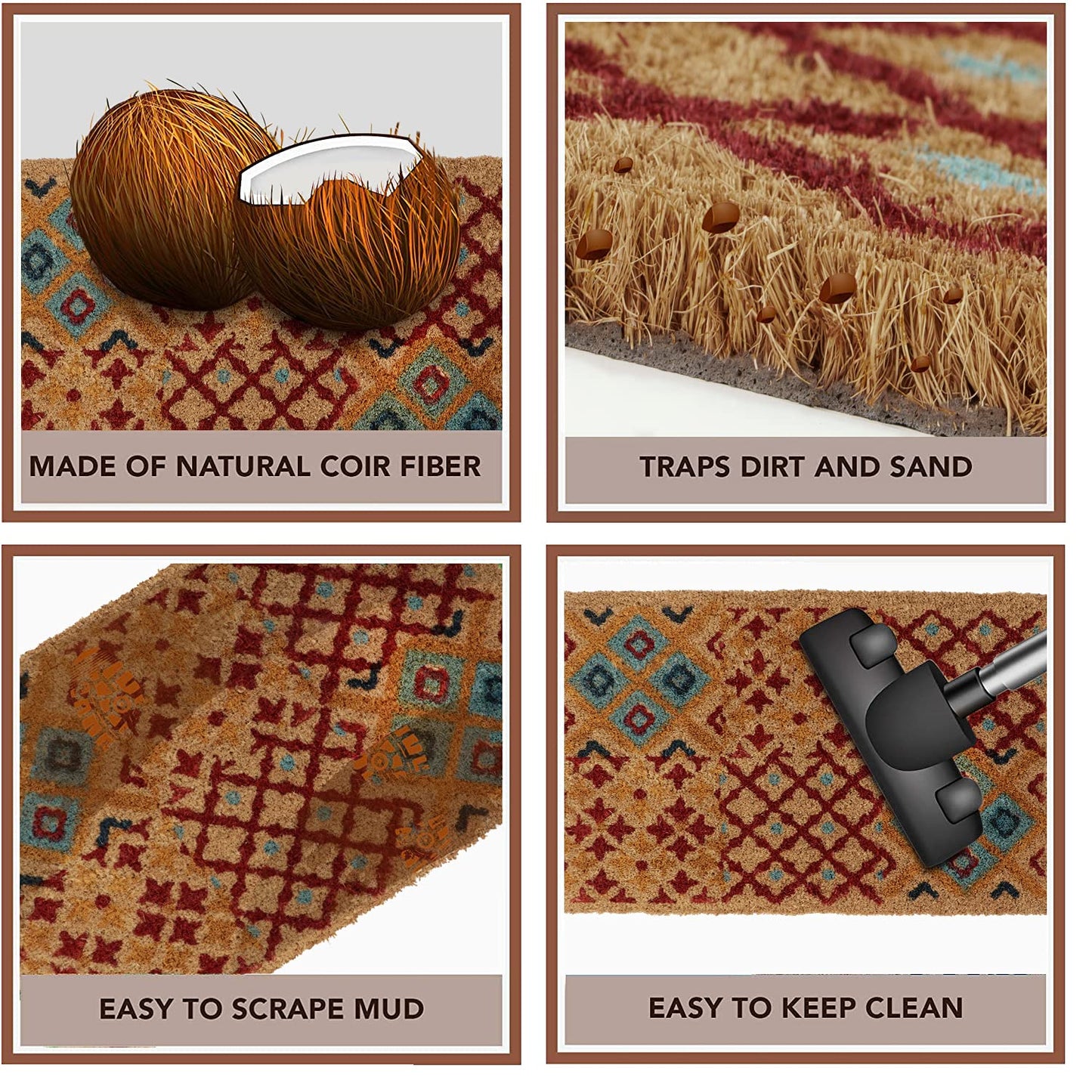 Coir Entrance Door Mat with Anti-Slip PVC Backing