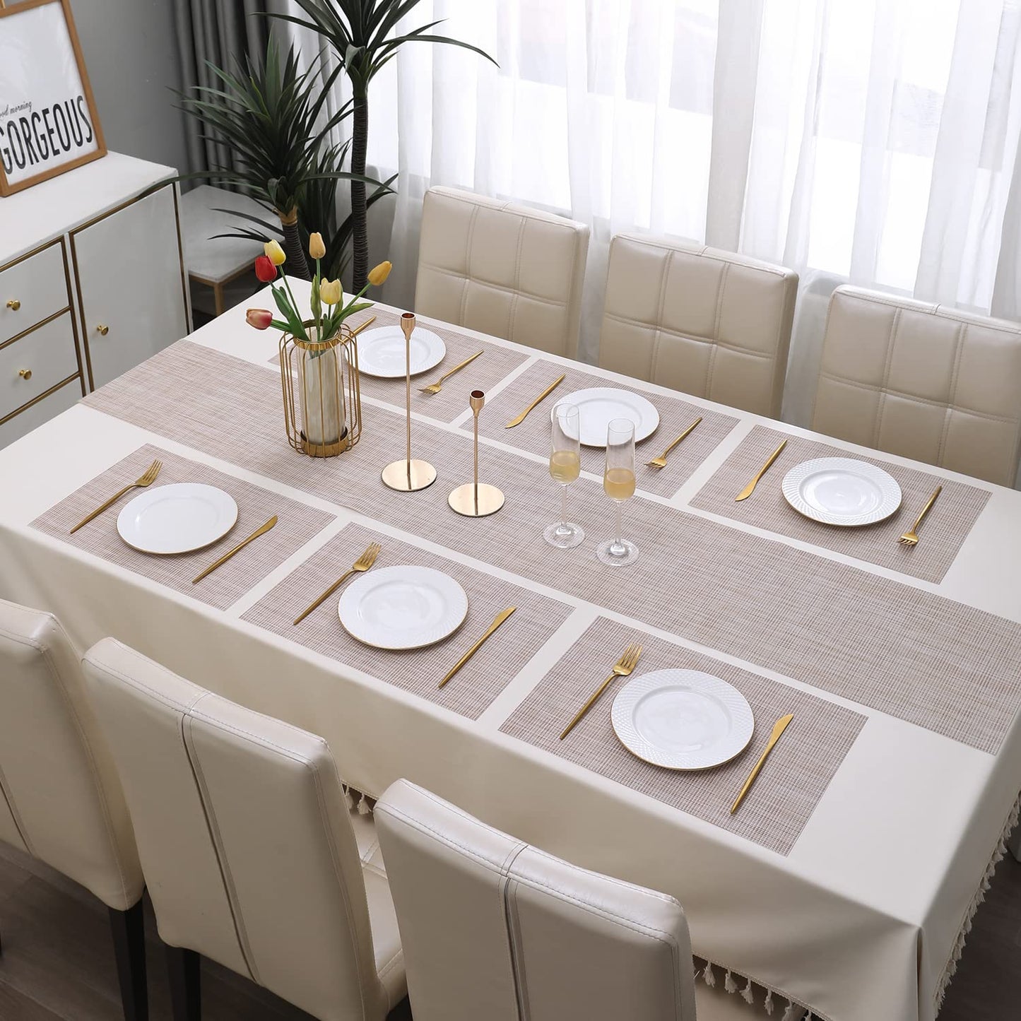 PVC Dining Table Mats, Beige