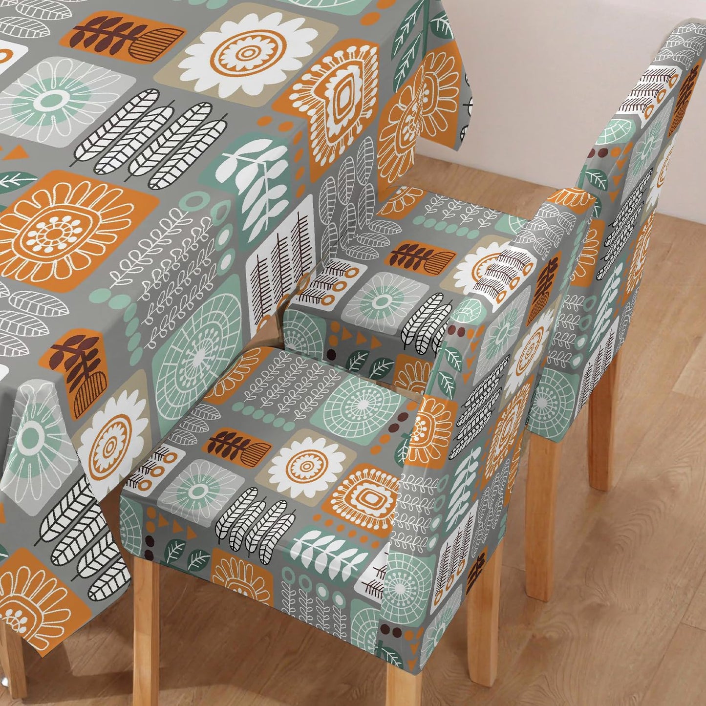 Cool Grey Dining Table Cover with Chair Covers | 4/6 Seater