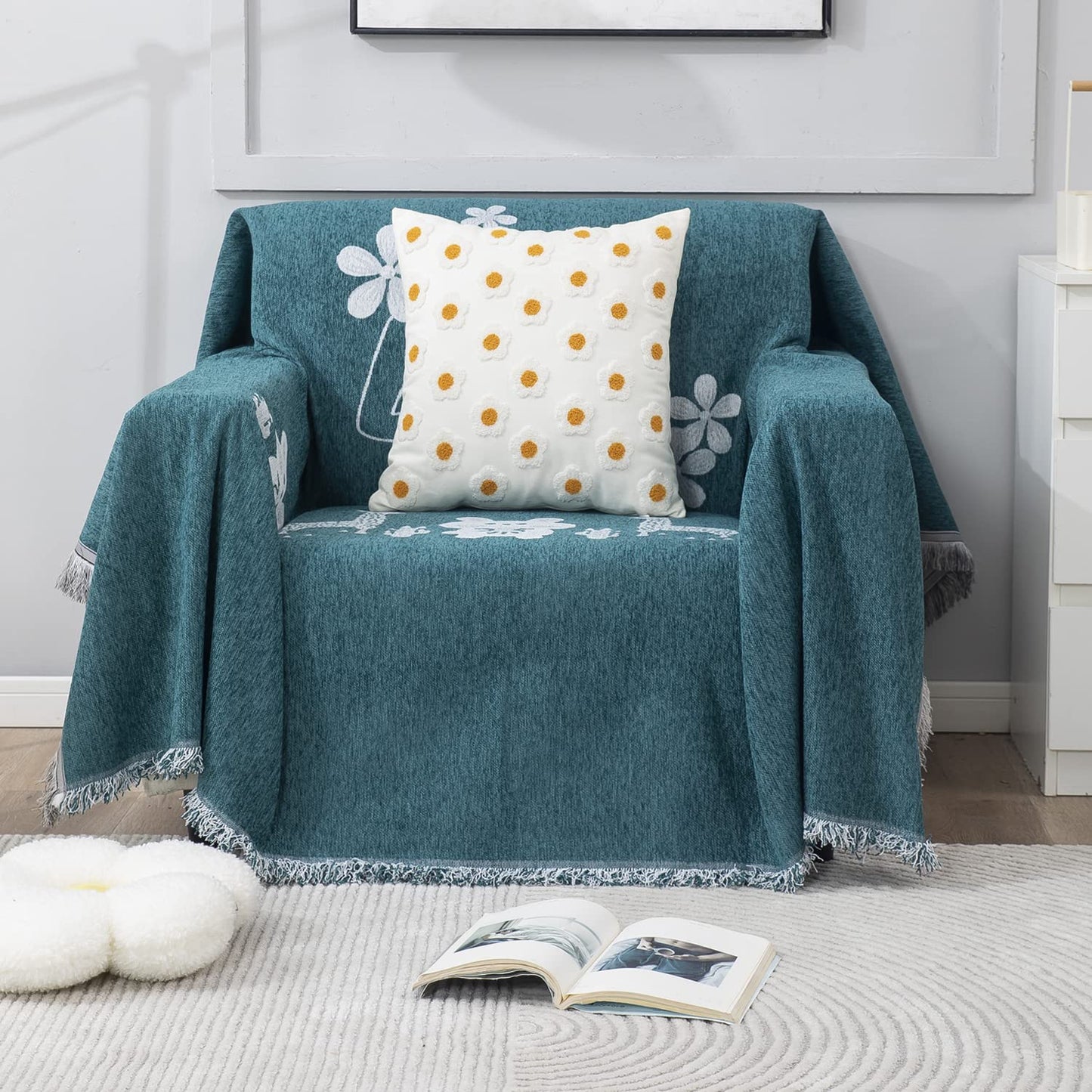 Thick, Soft and Pet Friendly Chenille Sofa Cover Throw,