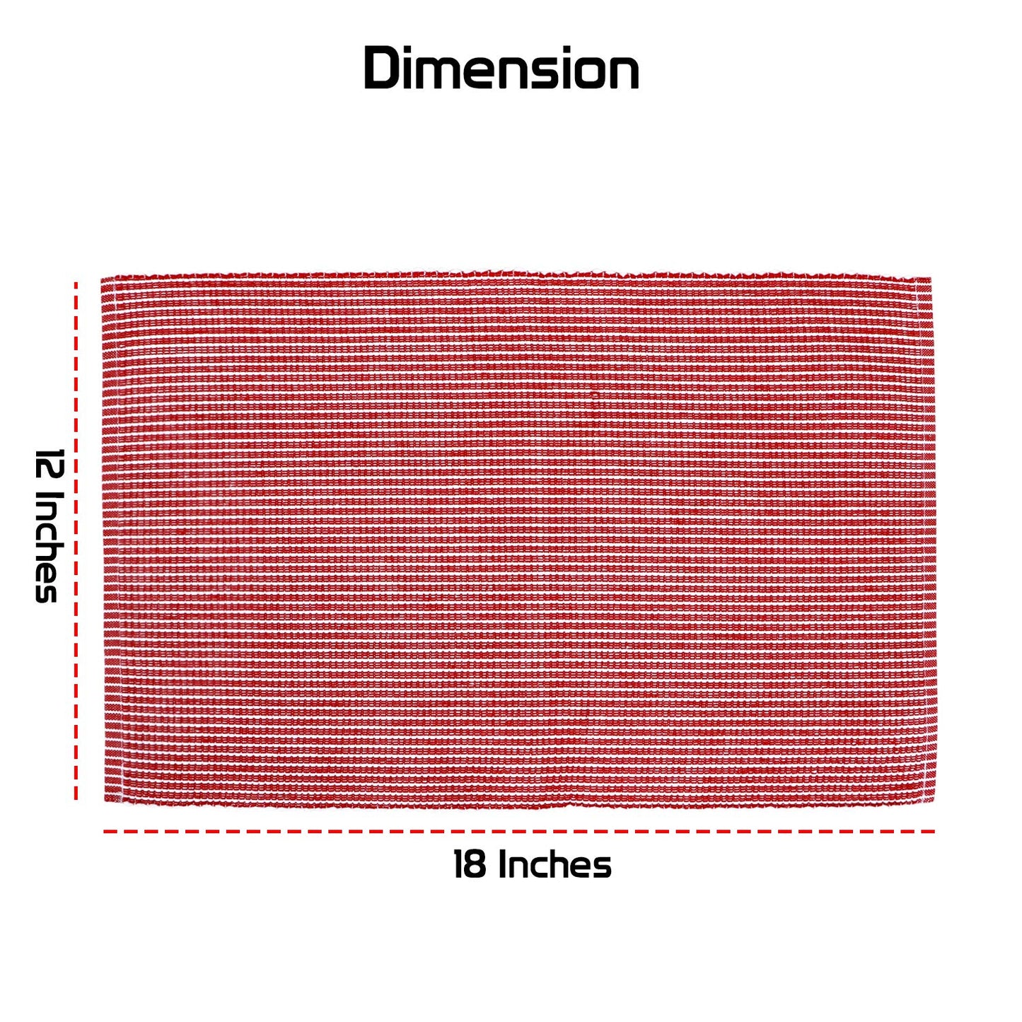 Ribbed Cotton Heat Resistant Dining Table Mat, Red