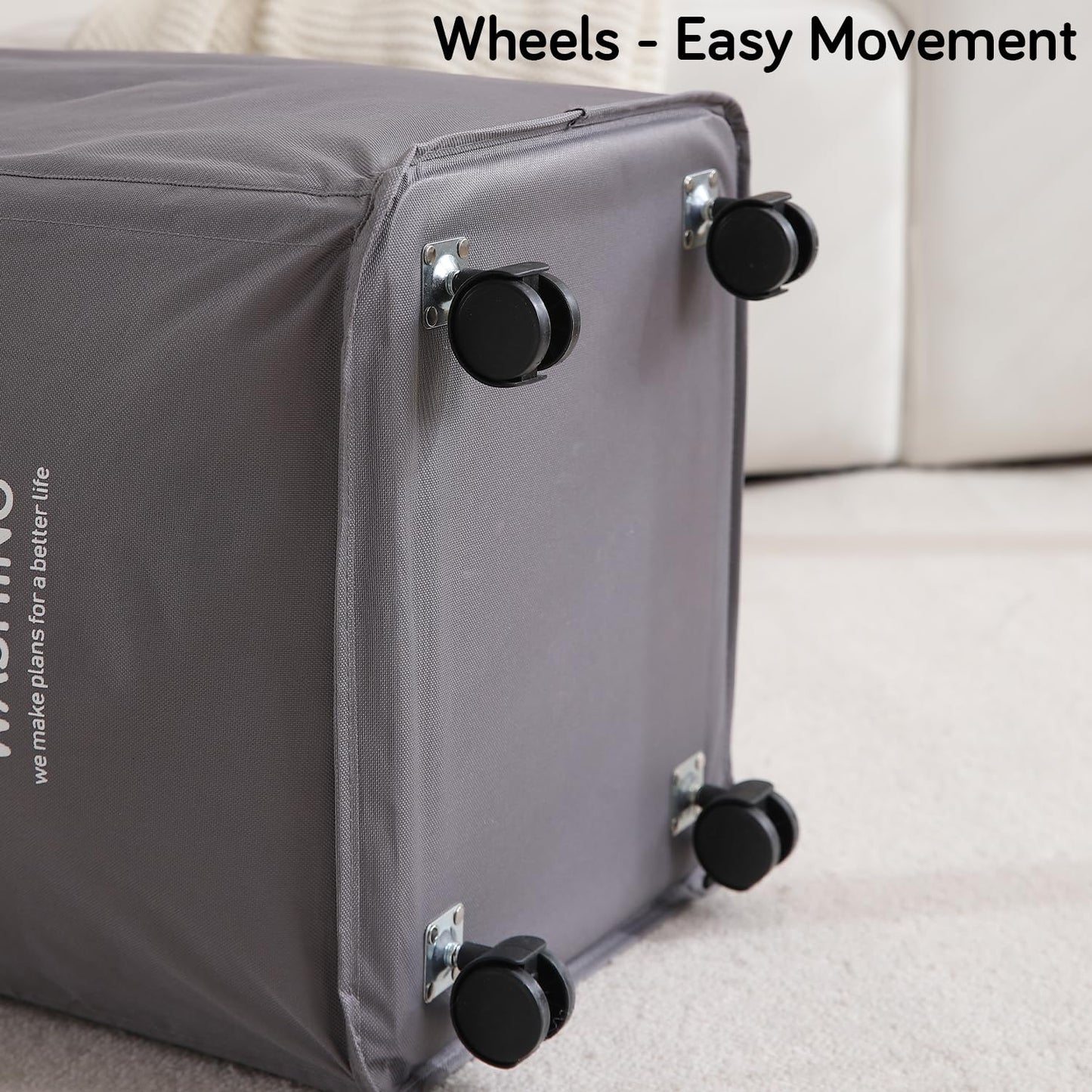 Laundry Basket Bag with Wheels Hamper, Grey