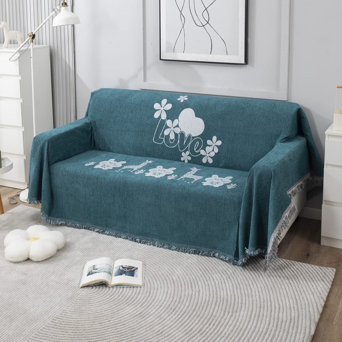 Thick, Soft and Pet Friendly Chenille Sofa Cover Throw,