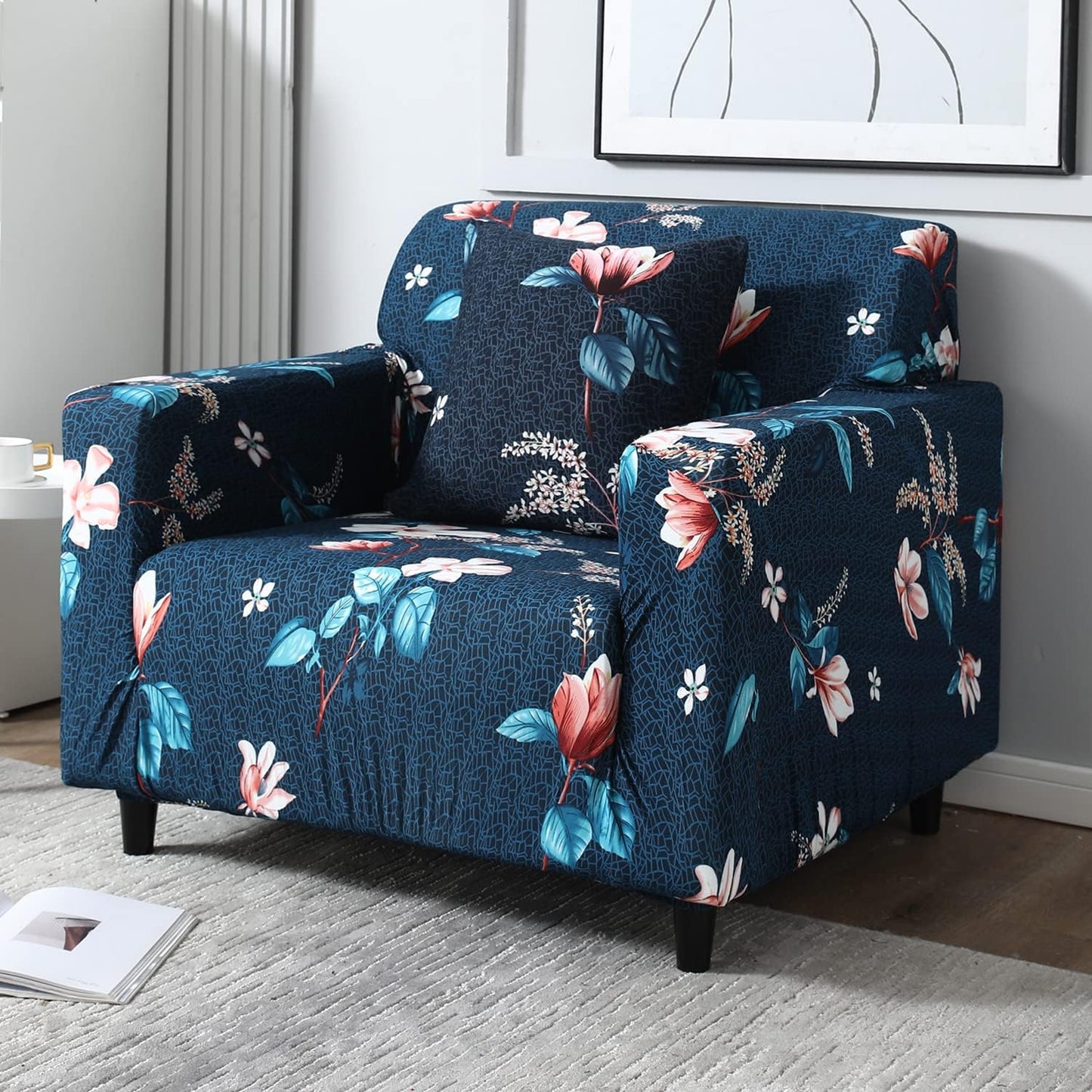 one Seater floral elastic sofa cover