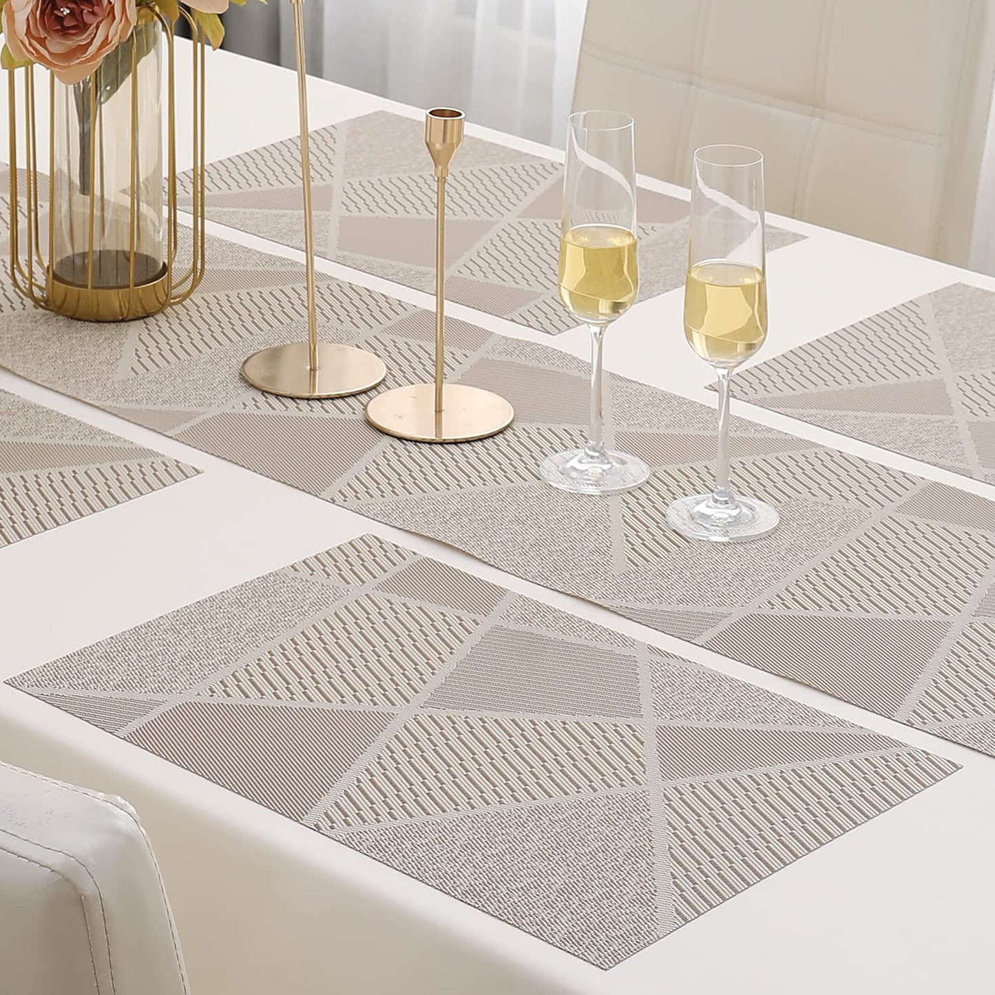 PVC Dining Table Mats, Abstract Beige
