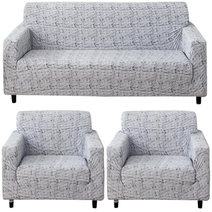 Elastic Stretchable Printed Sofa Cover, Abstract Grey Lines