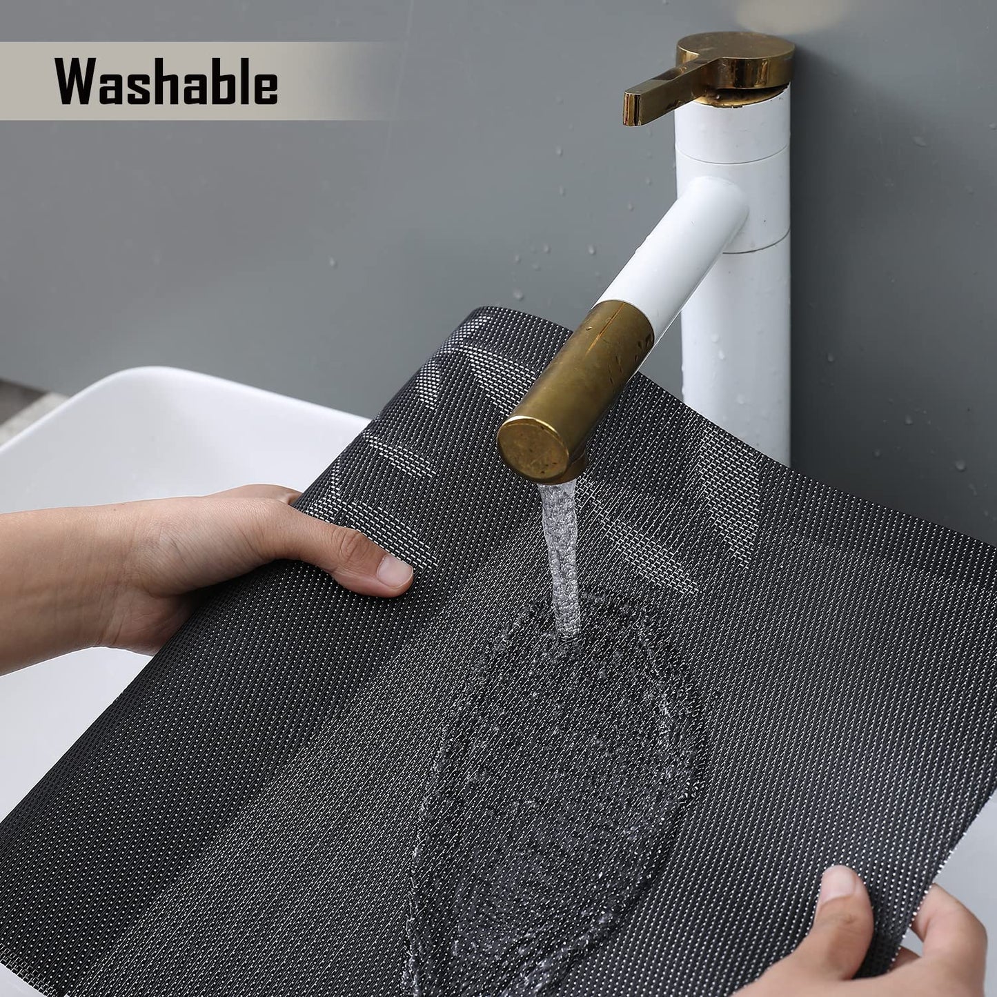 PVC Dining Table Mats, Black Leaves