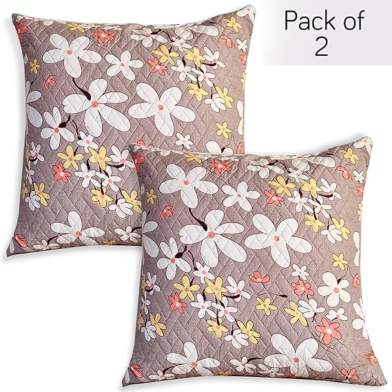 Quilted Sofa Cover with Pockets, Pastel Brown Sandwort Flower
