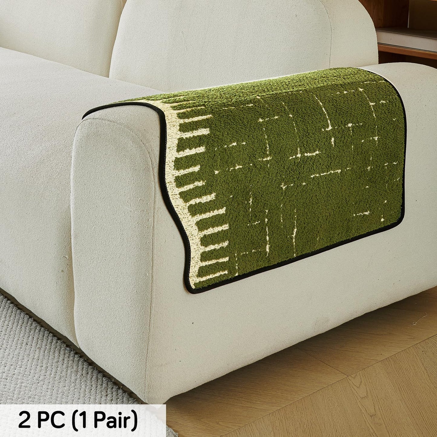 Premium Supple Soft Wavy Sofa Cover Mat, Green