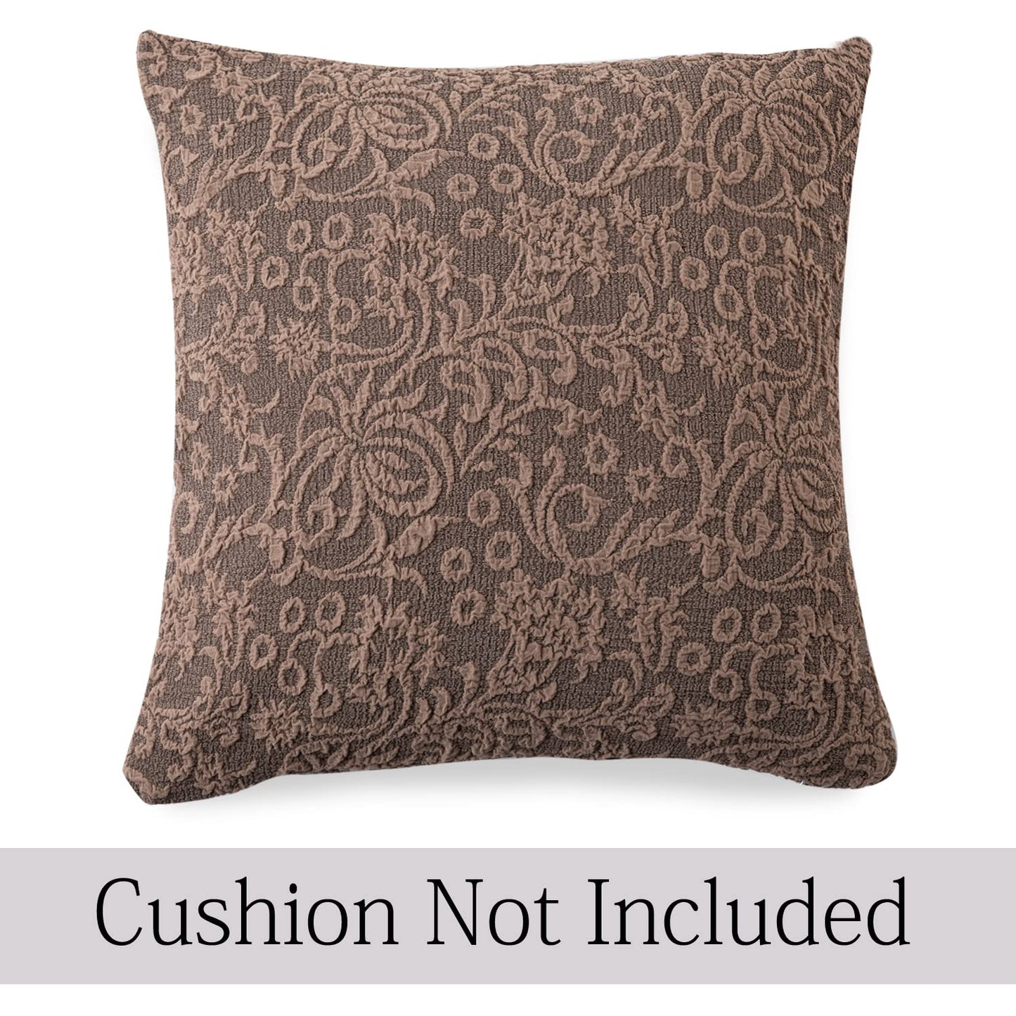 Buy Cute Light Taupe Colour Woven Jacquard Zippered Square Cushion Cover - Best For Decorative and Festive Look