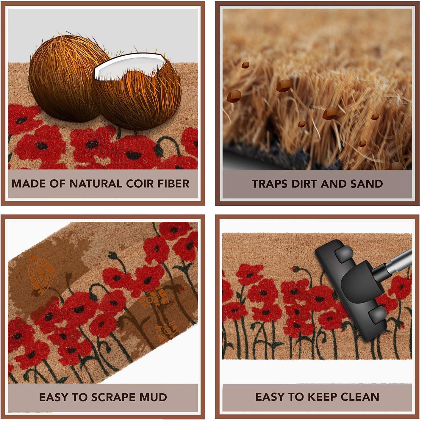 Coir Entrance Door Mat with Anti-Slip PVC Backing