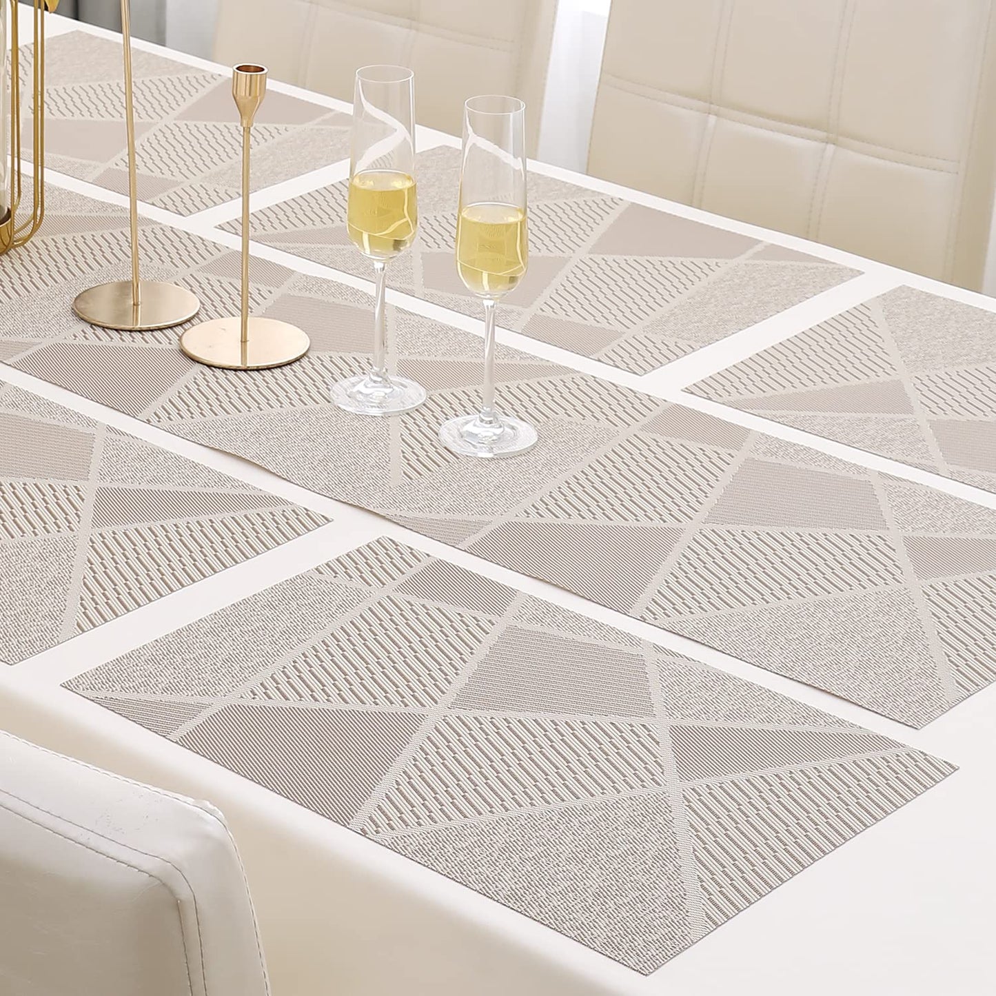 PVC Dining Table Mats, Abstract Beige