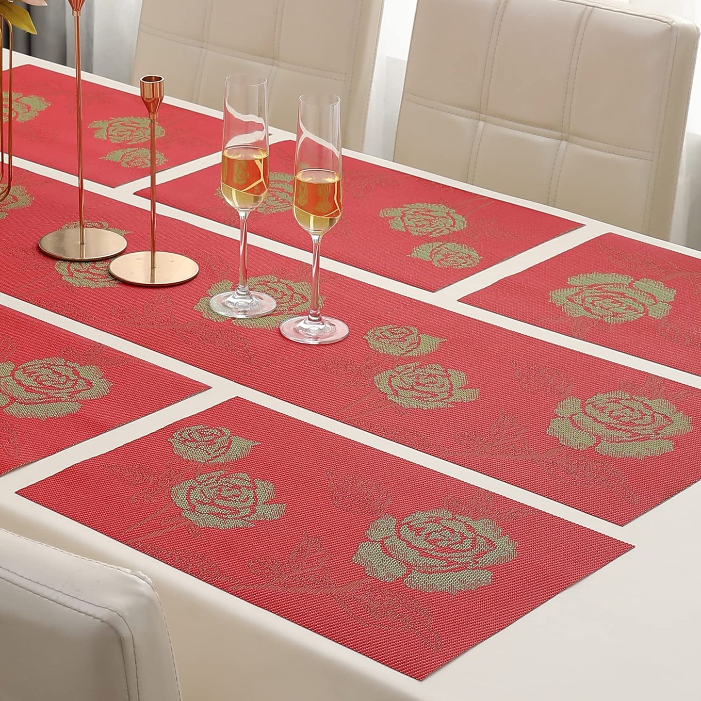 PVC Dining Table Mats, Crimson Red