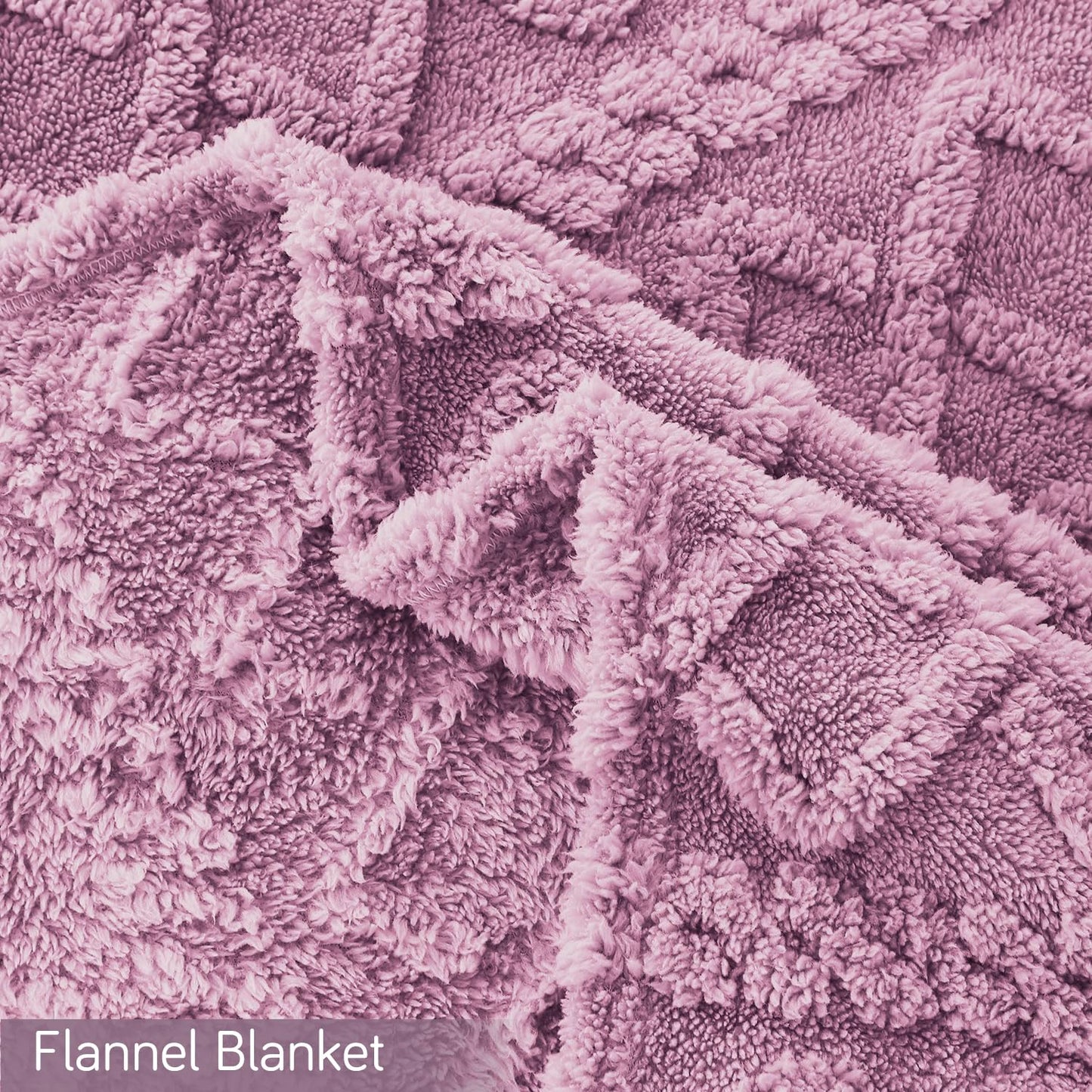 220 GSM Flannel AC Throw Blanket Double Bed Queen, 200x230 cm / 6.5x7.5 feet, Lilac